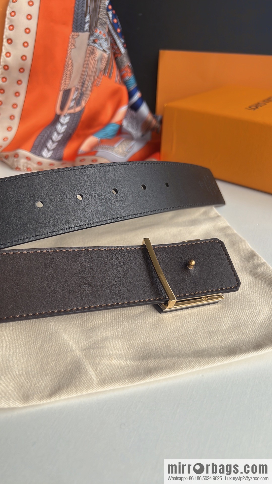 LV/Louis Vuitton, imported cowhide double-sided belt men 4.0cm
