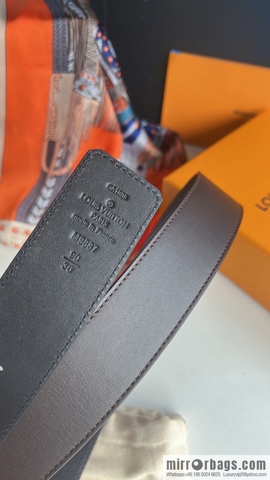LV/Louis Vuitton, imported cowhide double-sided belt men 4.0cm