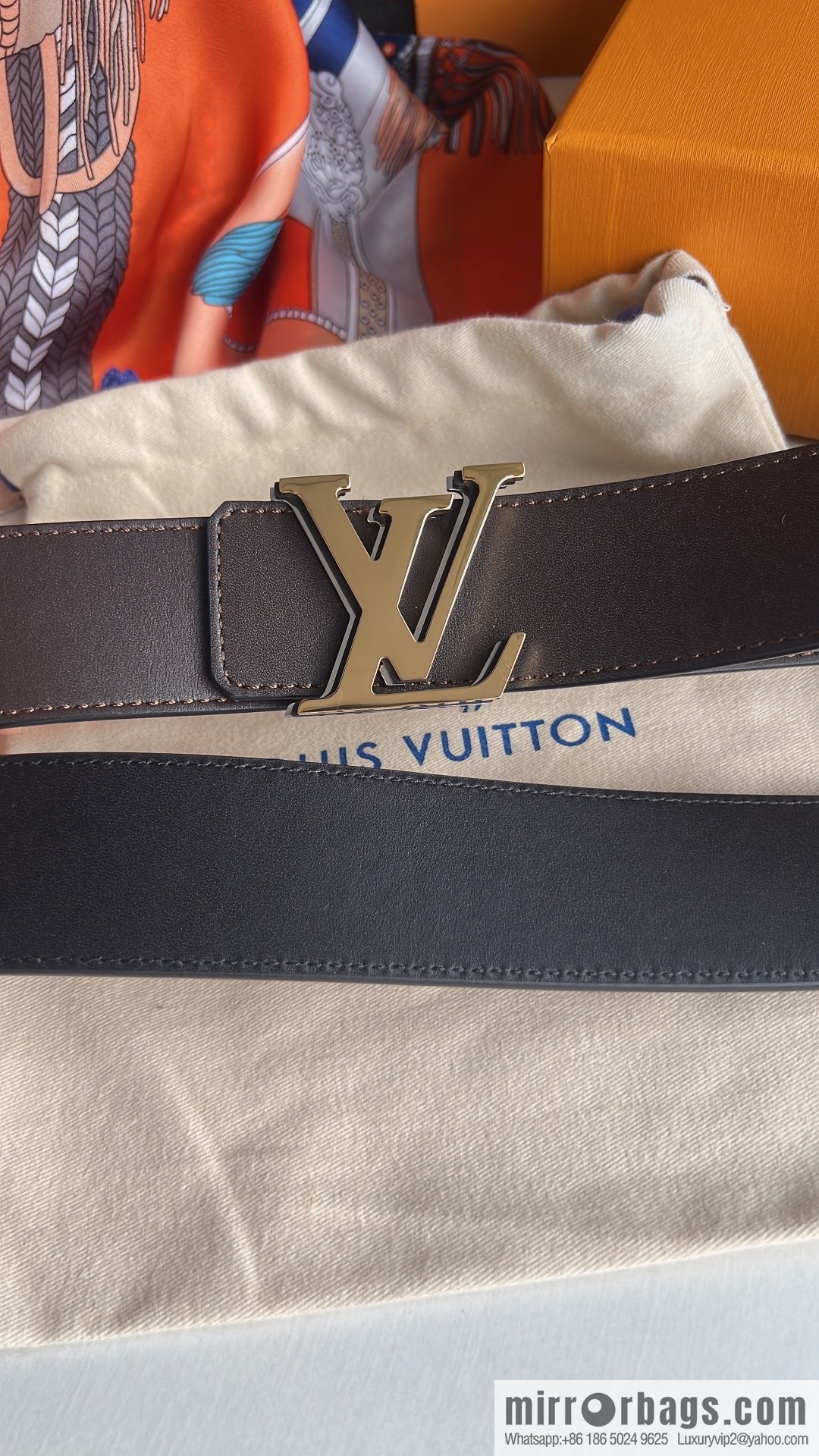 LV/Louis Vuitton, imported cowhide double-sided belt men 4.0cm