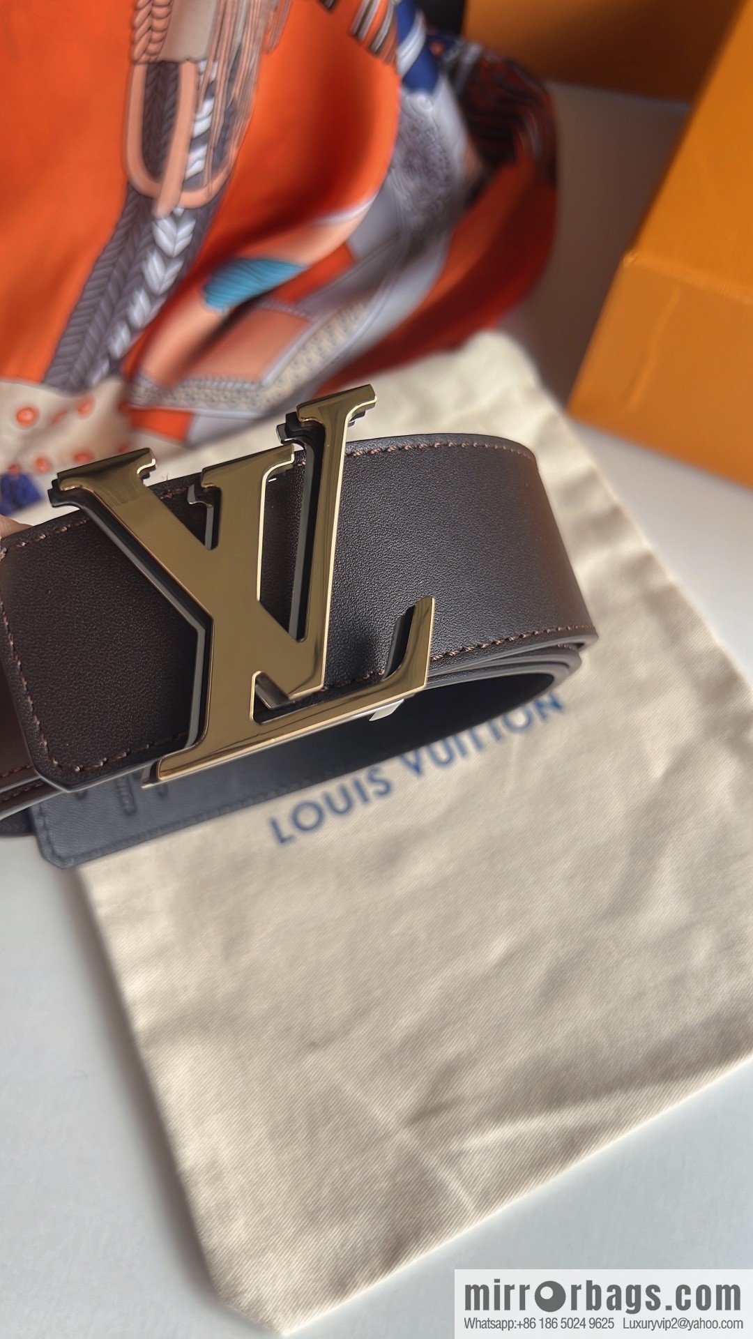 LV/Louis Vuitton, imported cowhide double-sided belt men 4.0cm