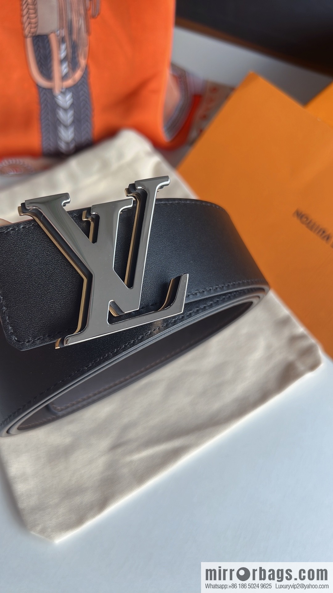 LV/Louis Vuitton, imported cowhide double-sided belt men 4.0cm