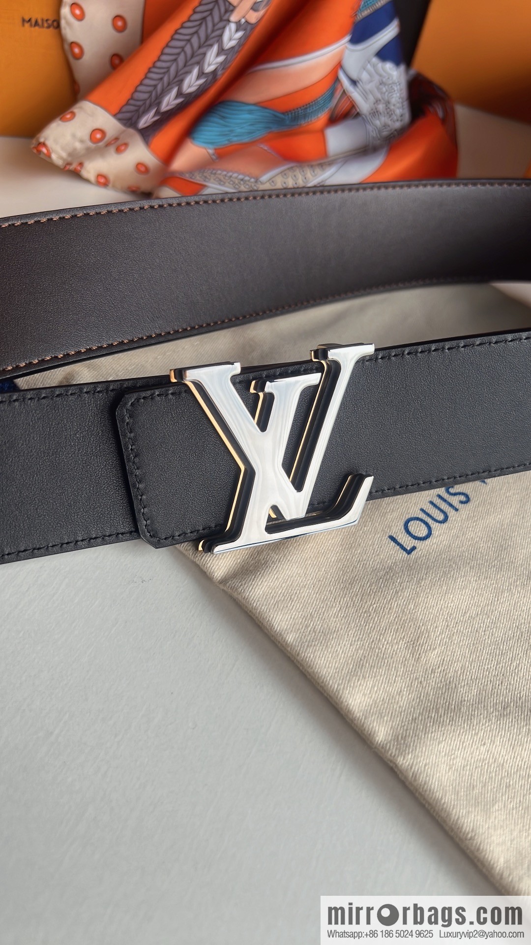 LV/Louis Vuitton, imported cowhide double-sided belt men 4.0cm