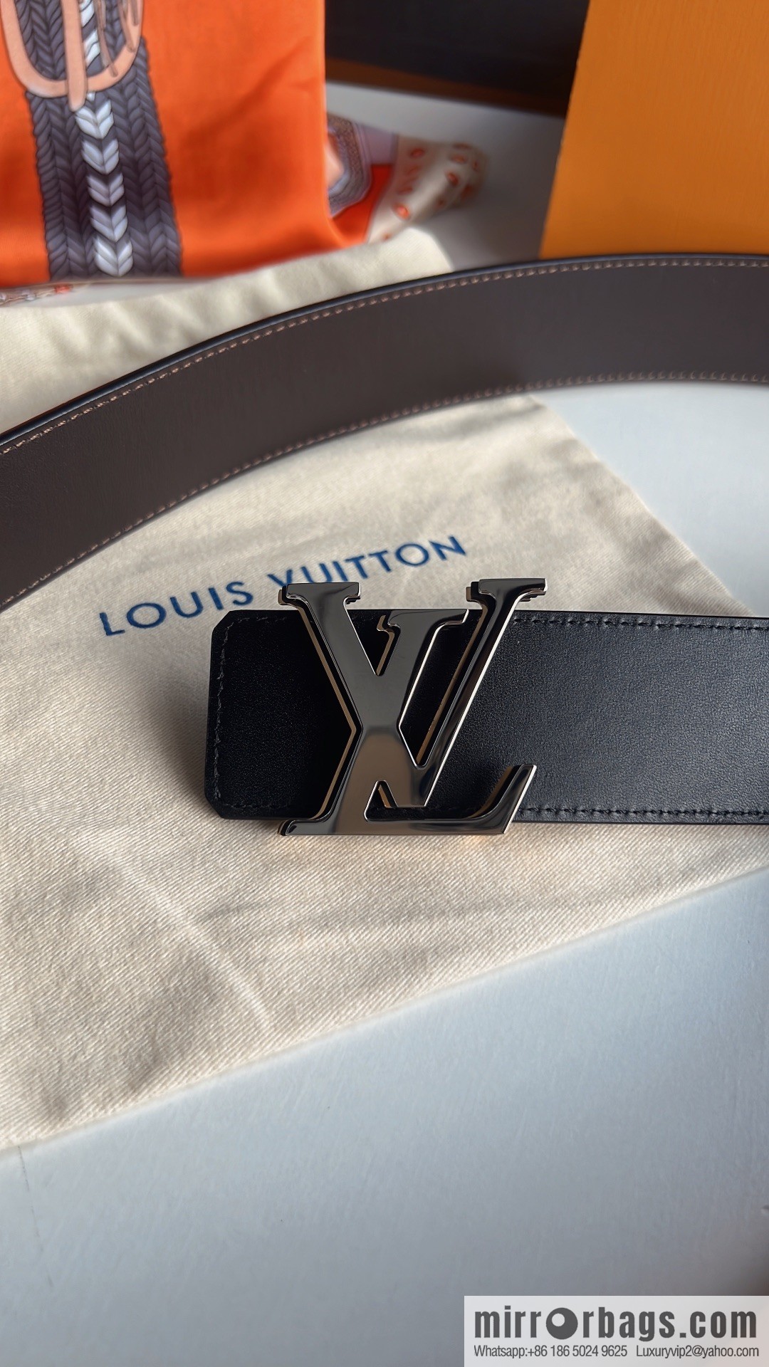 LV/Louis Vuitton, imported cowhide double-sided belt men 4.0cm