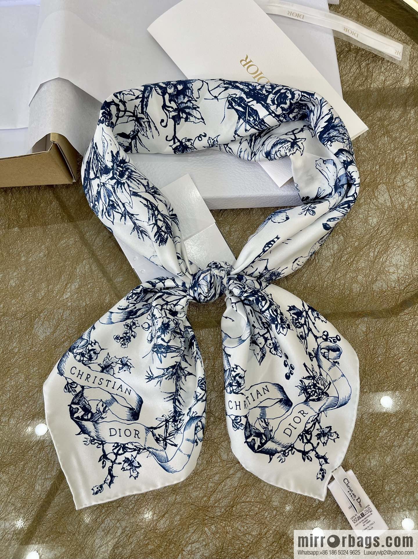 Dior 100% Silk Rui Printed Square Towel