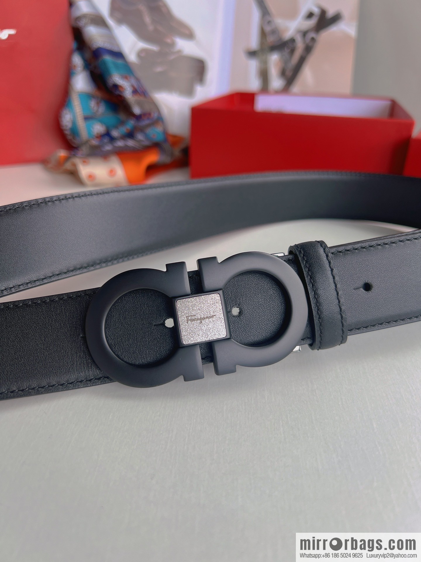 Ferragamo Ferragamo, boutique 8-character counter version metal buckle men's 3.5cm belt