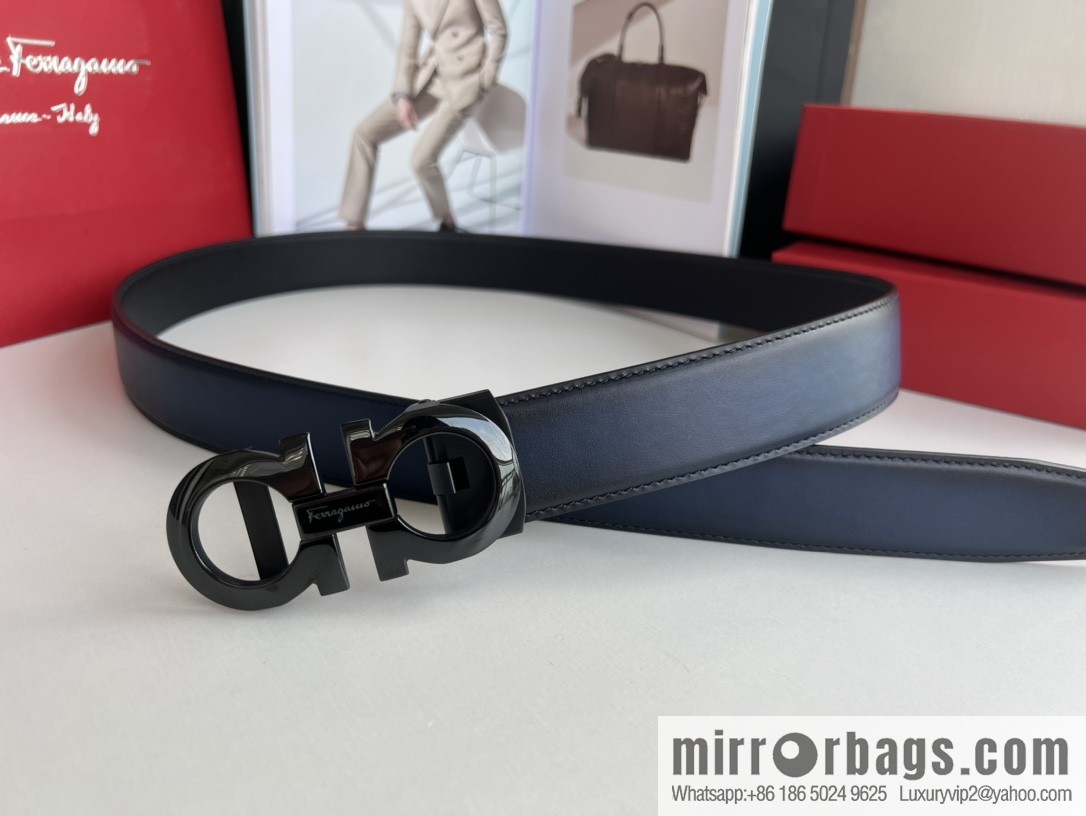 Ferragamo 8-figure metal buckle automatic men's 3.5cm belt