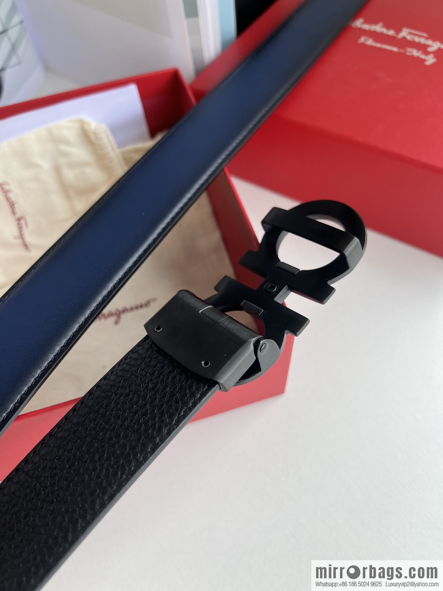 Ferragamo 8-figure metal buckle automatic men's 3.5cm belt