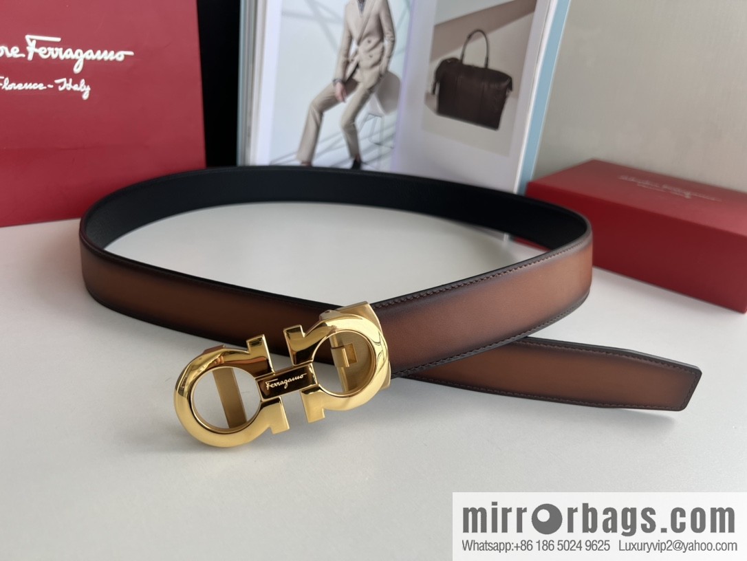Ferragamo 8-figure metal buckle automatic men's 3.5cm belt