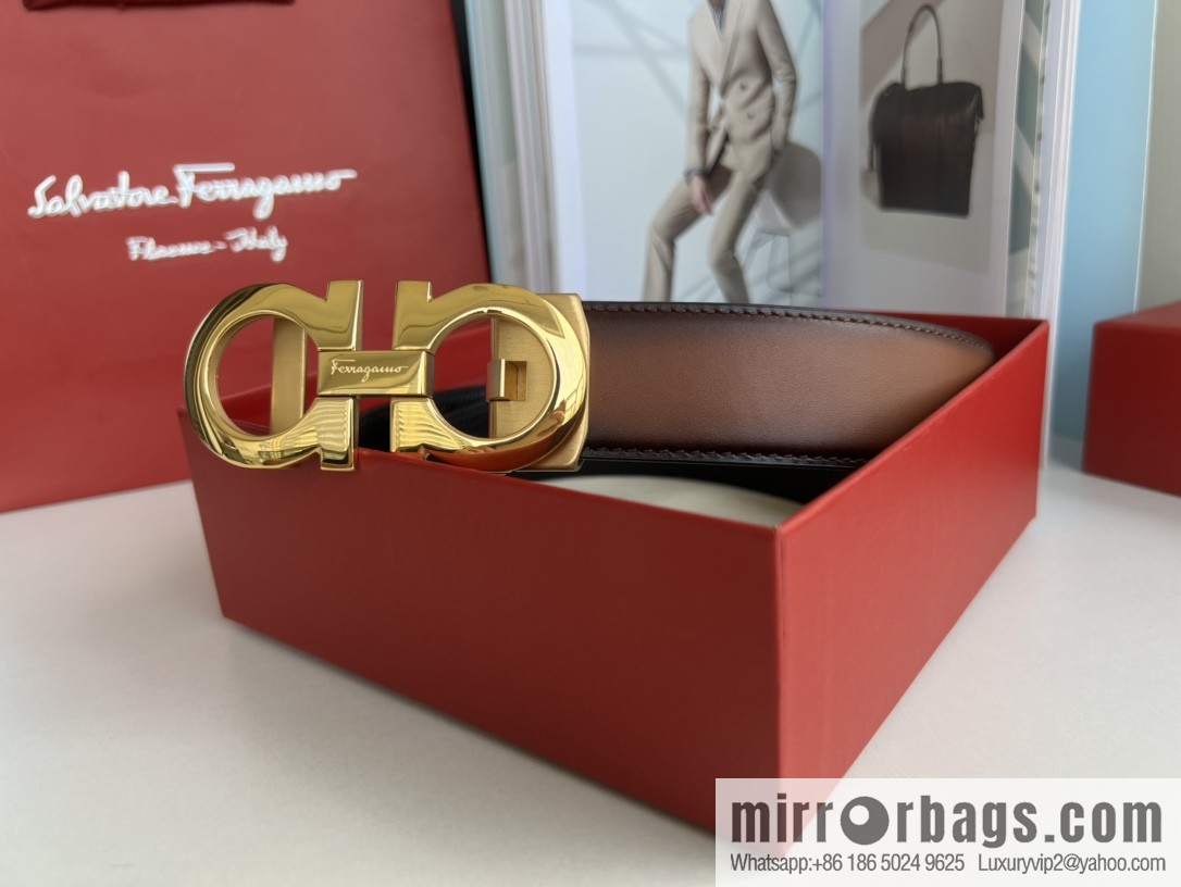 Ferragamo 8-figure metal buckle automatic men's 3.5cm belt