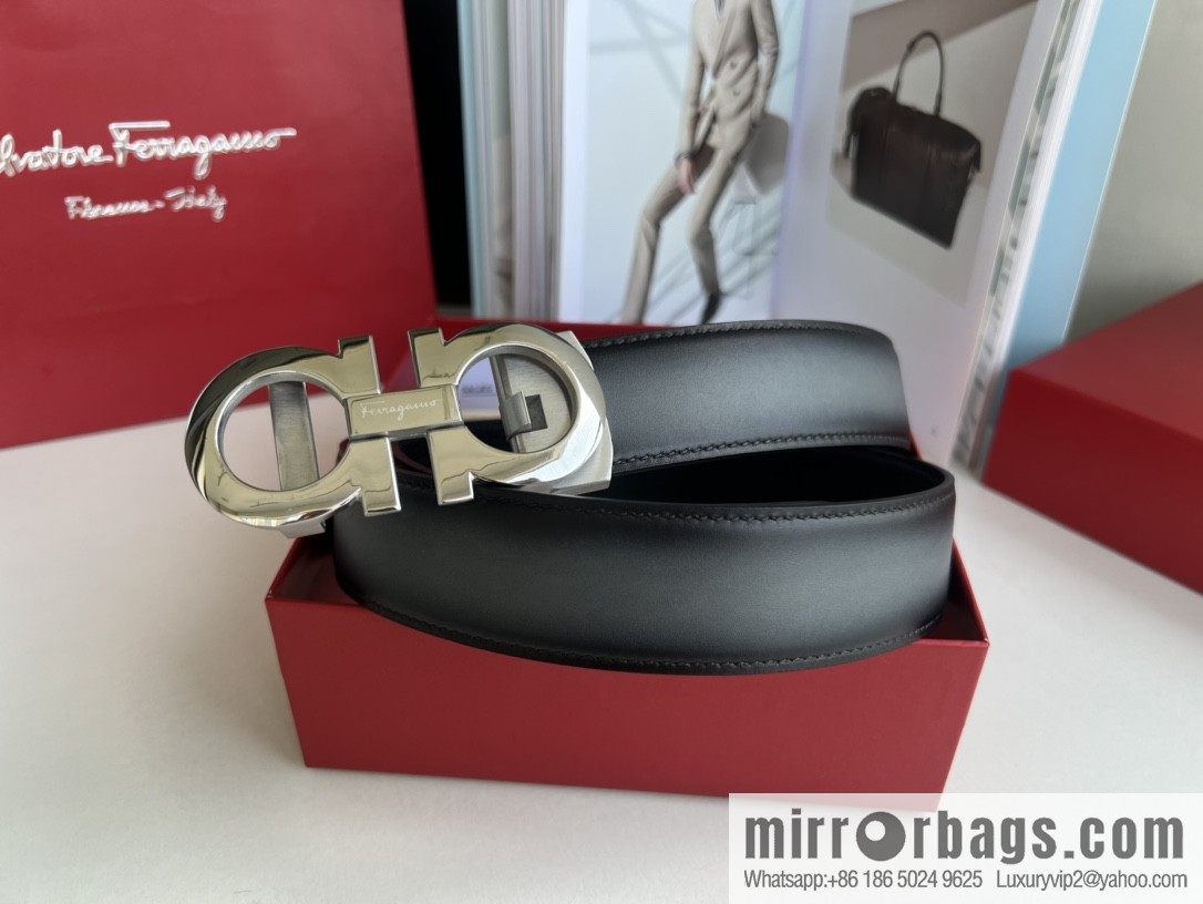 Ferragamo 8-figure metal buckle automatic men's 3.5cm belt