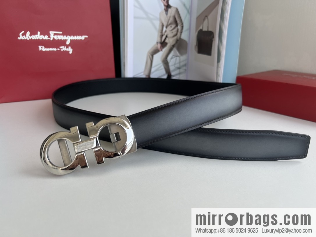 Ferragamo 8-figure metal buckle automatic men's 3.5cm belt