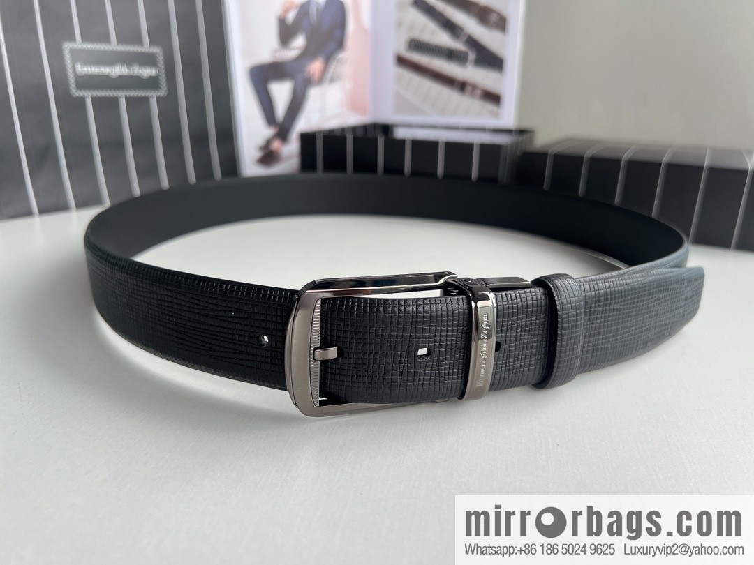 Ermengildo. Zein Zegna men's business leisure rotating pin buckle imported first layer cowhide belt 3.5cm