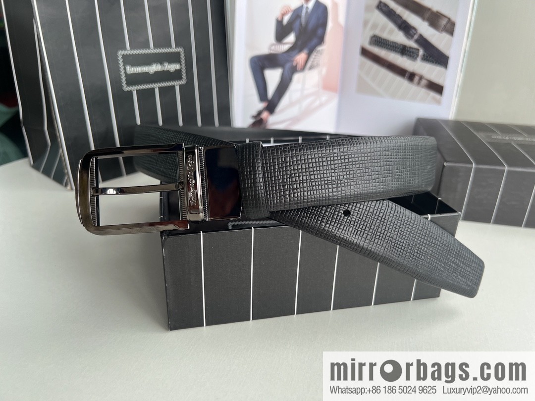 Ermengildo. Zein Zegna men's business leisure rotating pin buckle imported first layer cowhide belt 3.5cm