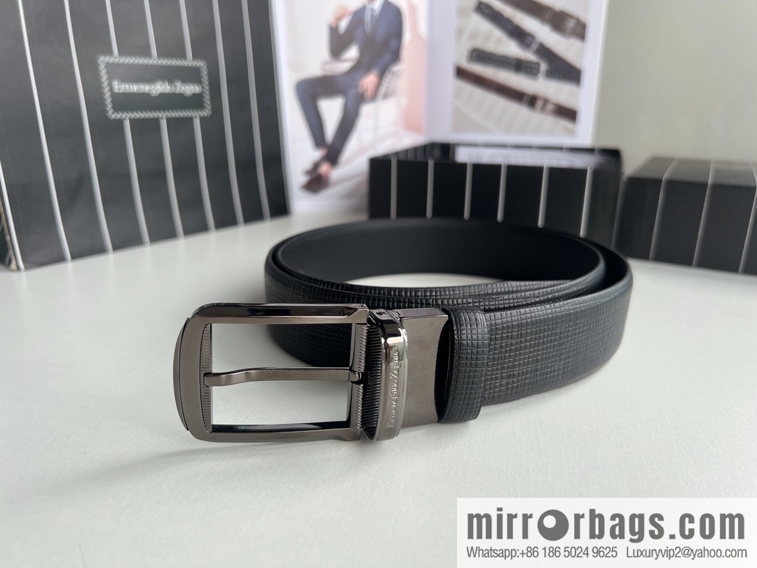 Ermengildo. Zein Zegna men's business leisure rotating pin buckle imported first layer cowhide belt 3.5cm