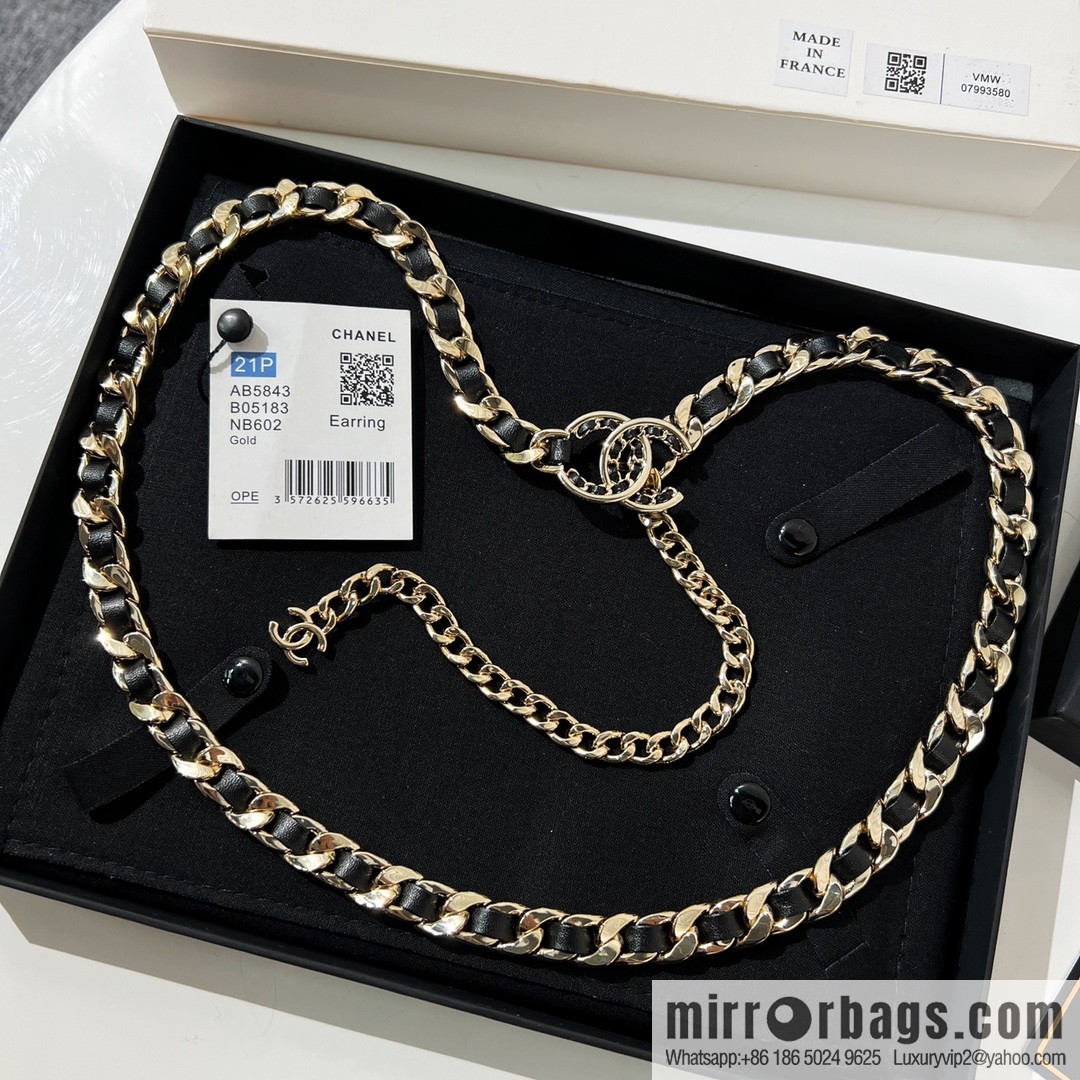 New ☑️ Chanel Double C Black Leather Rope Belt Waist Chain