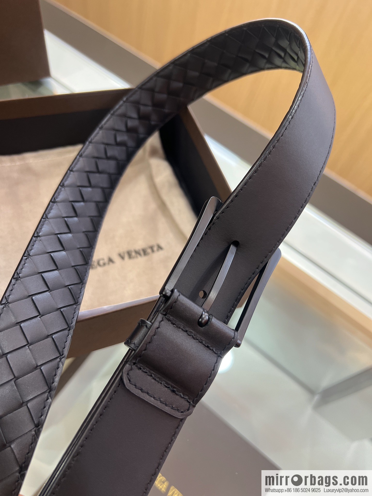BV Baodiejia, hand-woven craft Seiko metal buckle men's 3.5cm belt