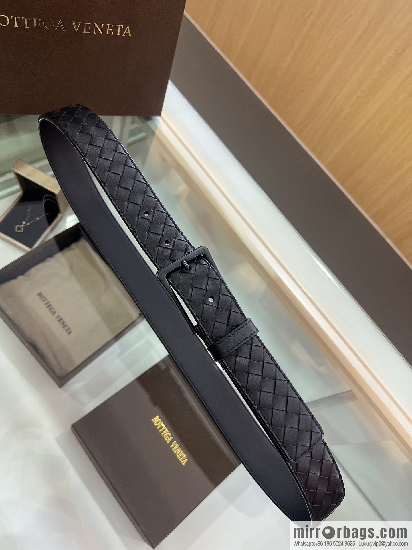 BV Baodiejia, hand-woven craft Seiko metal buckle men's 3.5cm belt