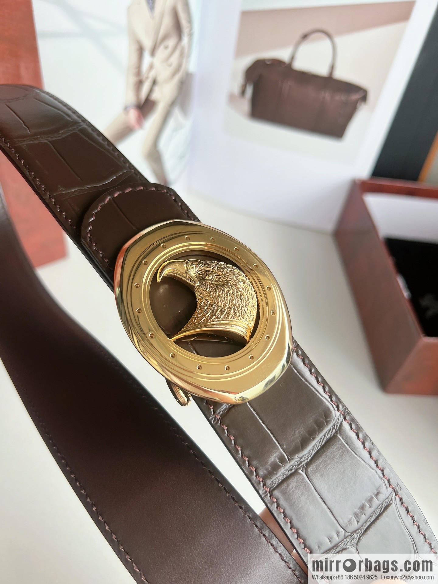 Stefano. Ricci Stephen, Stainless Steel Hand Engraved Craft Eagle Head Men's 3.8cm Belt