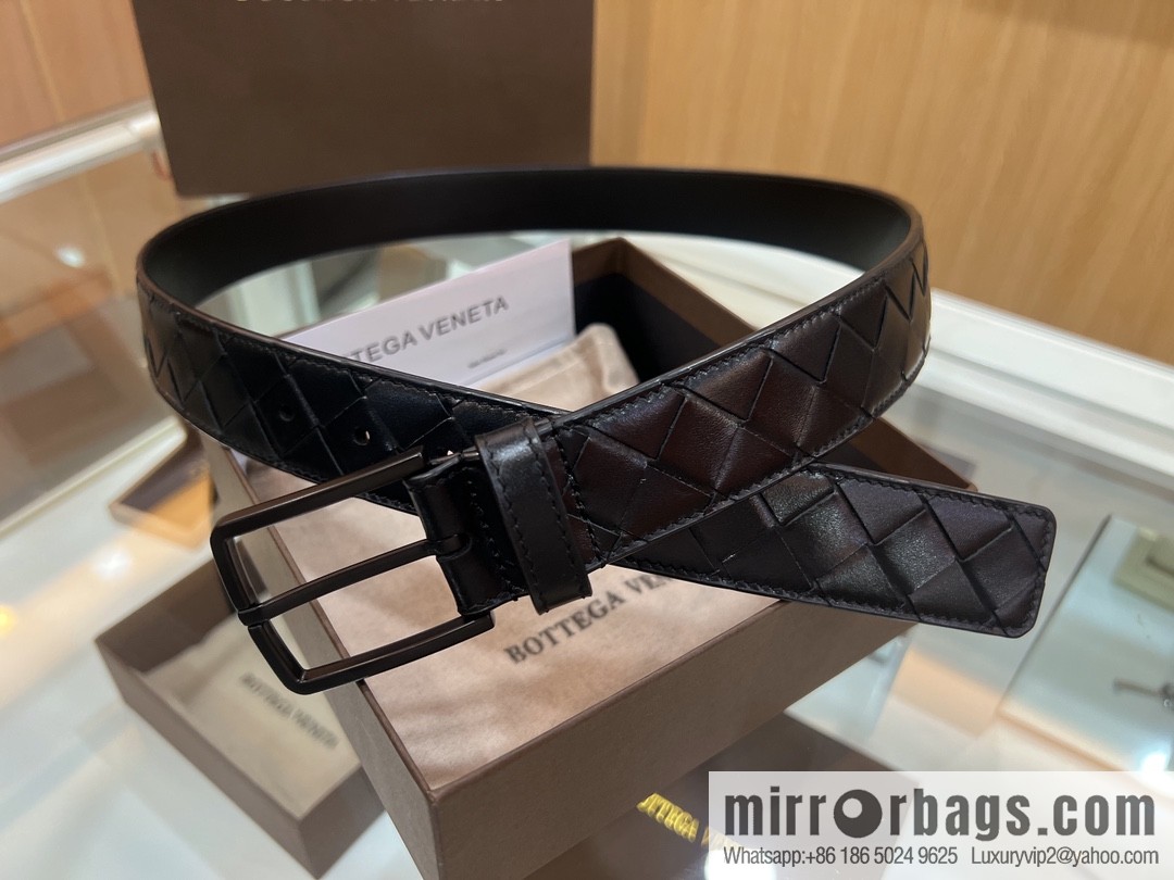 BV Baodian Replica Luxury Handbag, imported cowhide with hand-woven sand needle buckle men's 3.5cm belt