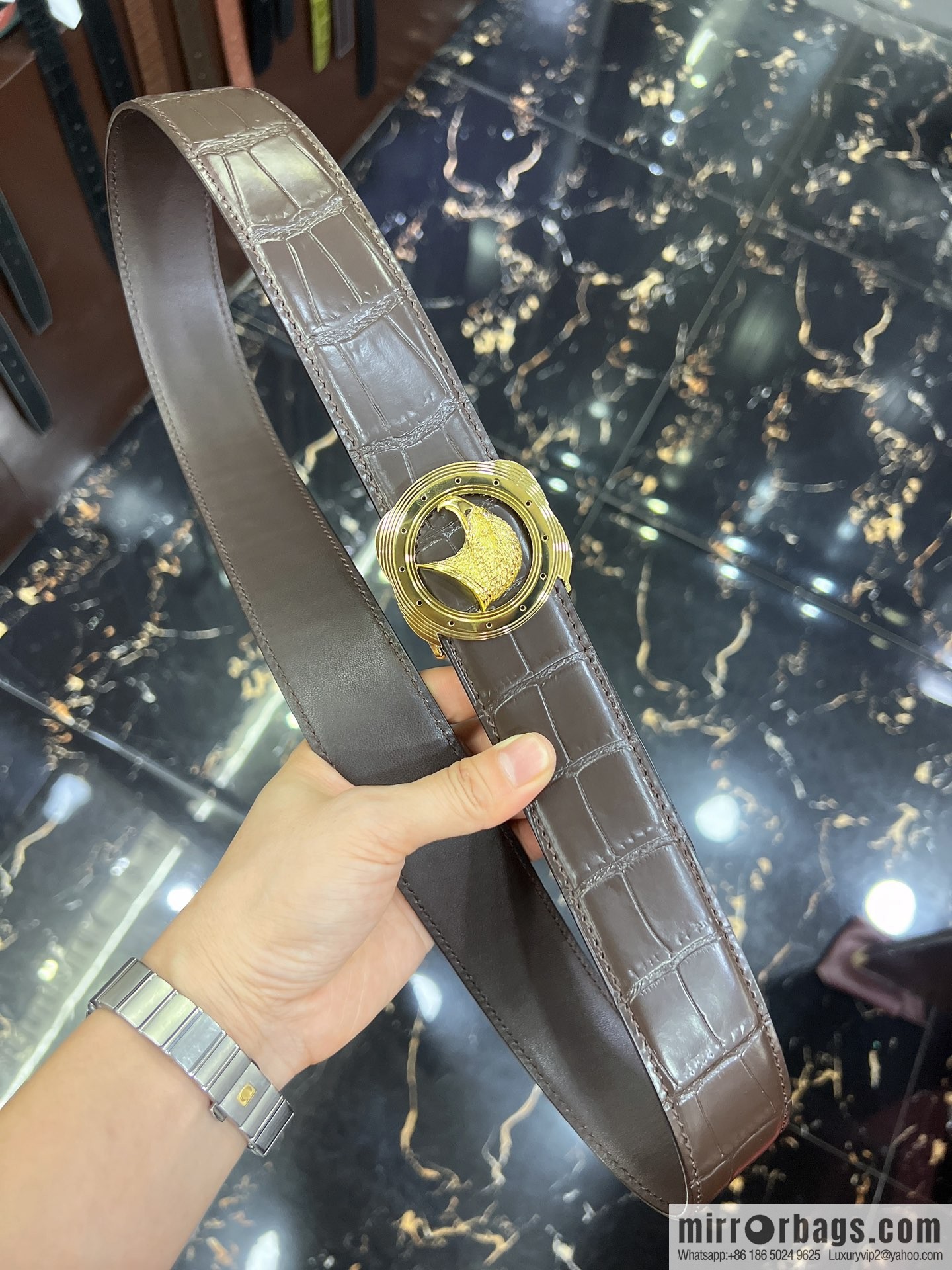STEFANO RICCI STEFANO LAWNICH Classic Steel Eagle 🦅 Logo Wear Metal Buckle Men's 3.8cm Belt