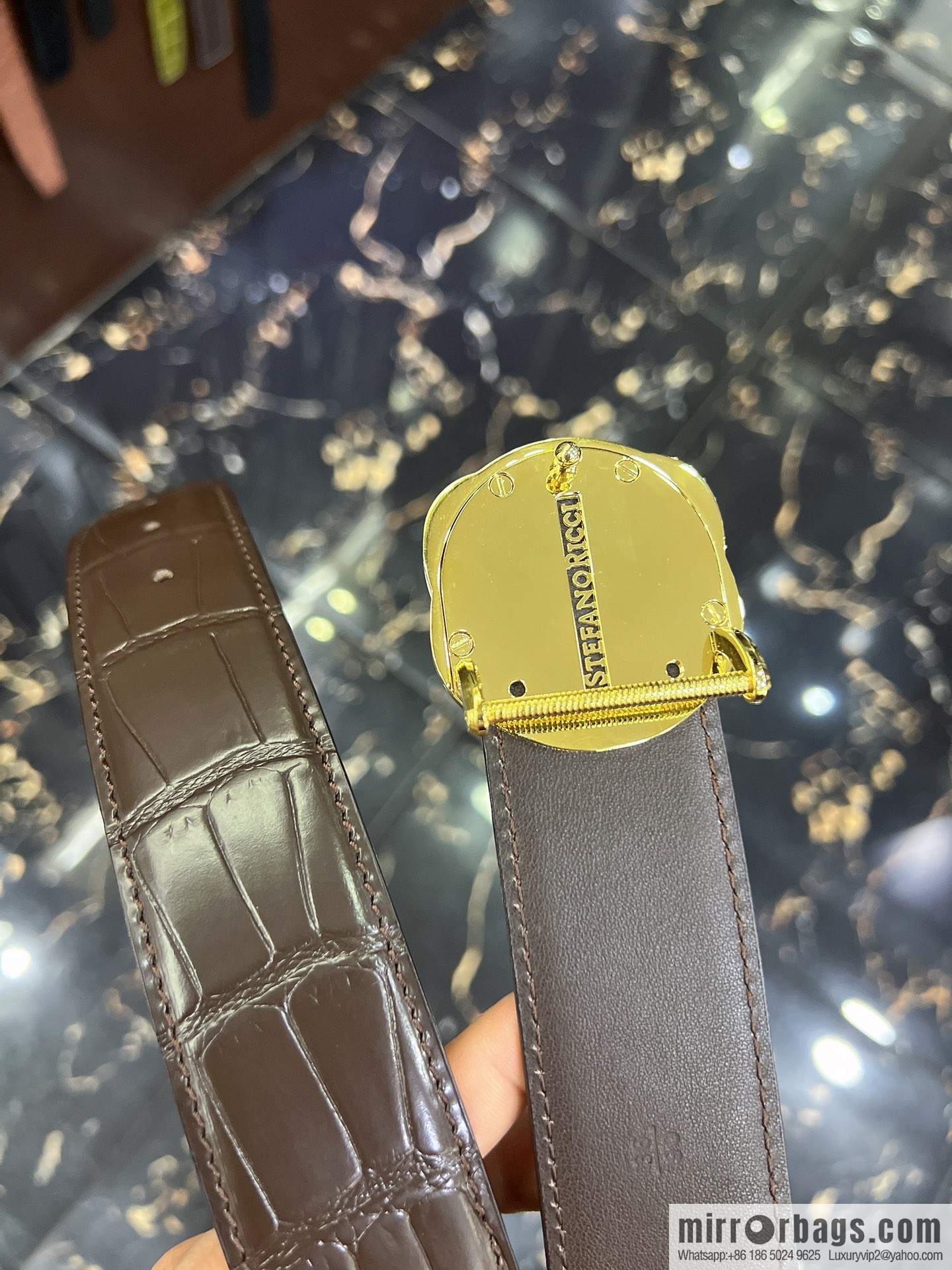 STEFANO RICCI STEFANO LAWNICH Classic Steel Eagle 🦅 Logo Wear Metal Buckle Men's 3.8cm Belt