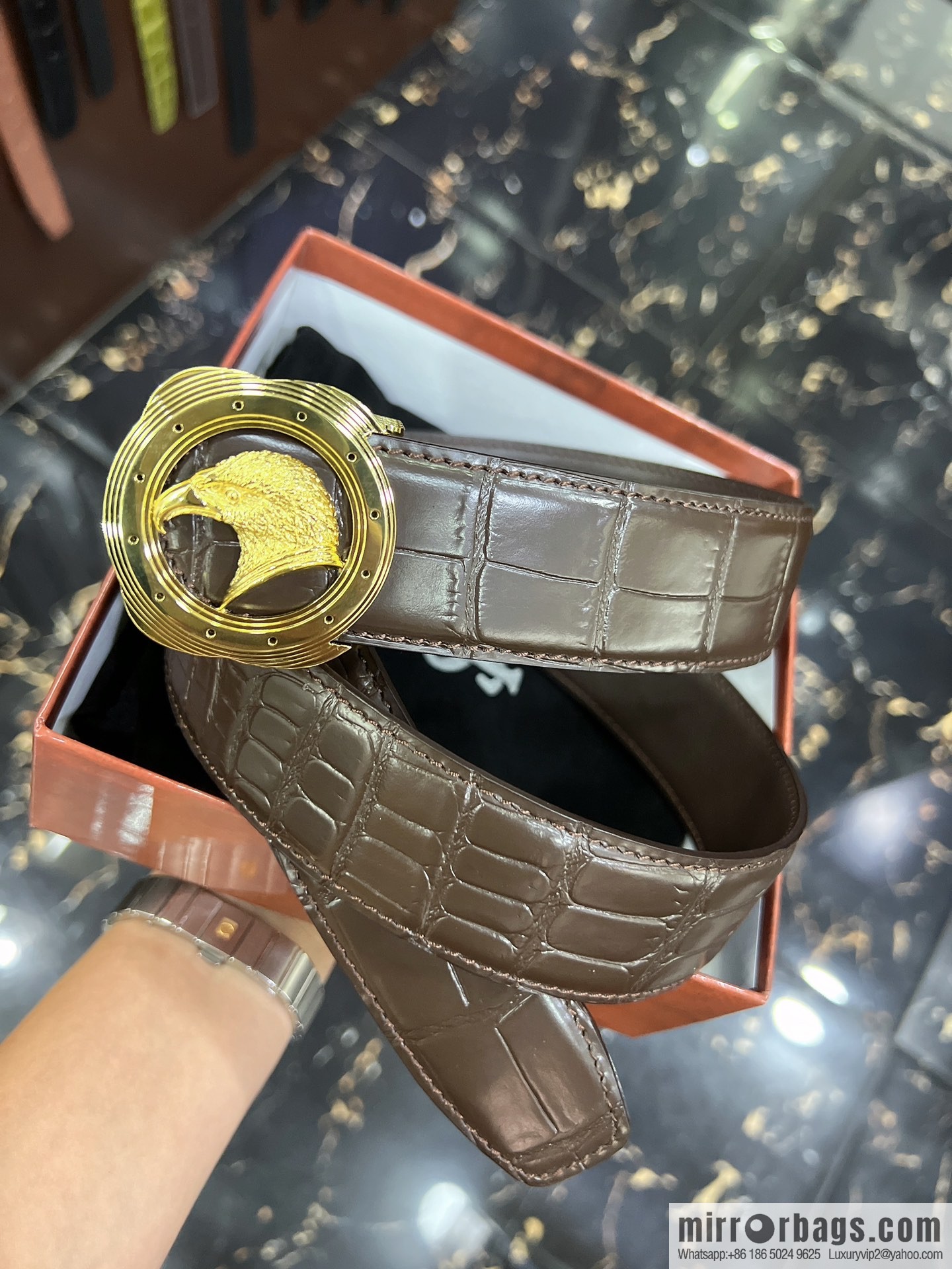 STEFANO RICCI STEFANO LAWNICH Classic Steel Eagle 🦅 Logo Wear Metal Buckle Men's 3.8cm Belt