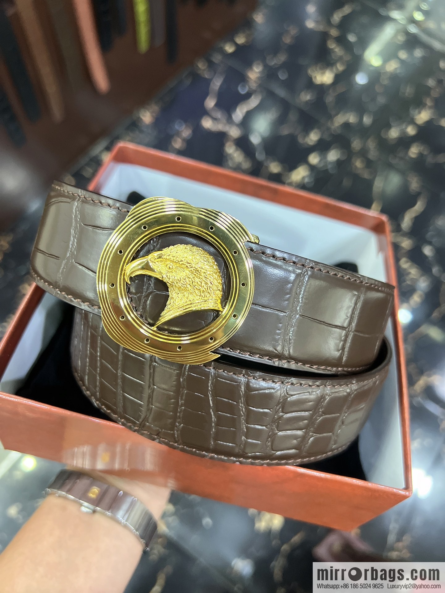 STEFANO RICCI STEFANO LAWNICH Classic Steel Eagle 🦅 Logo Wear Metal Buckle Men's 3.8cm Belt
