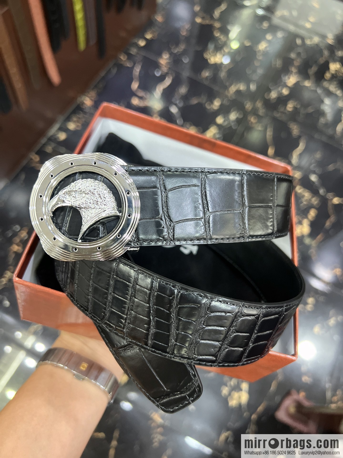 STEFANO RICCI STEFANO LAWNICH Classic Steel Eagle 🦅 Logo Wear Metal Buckle Men's 3.8cm Belt