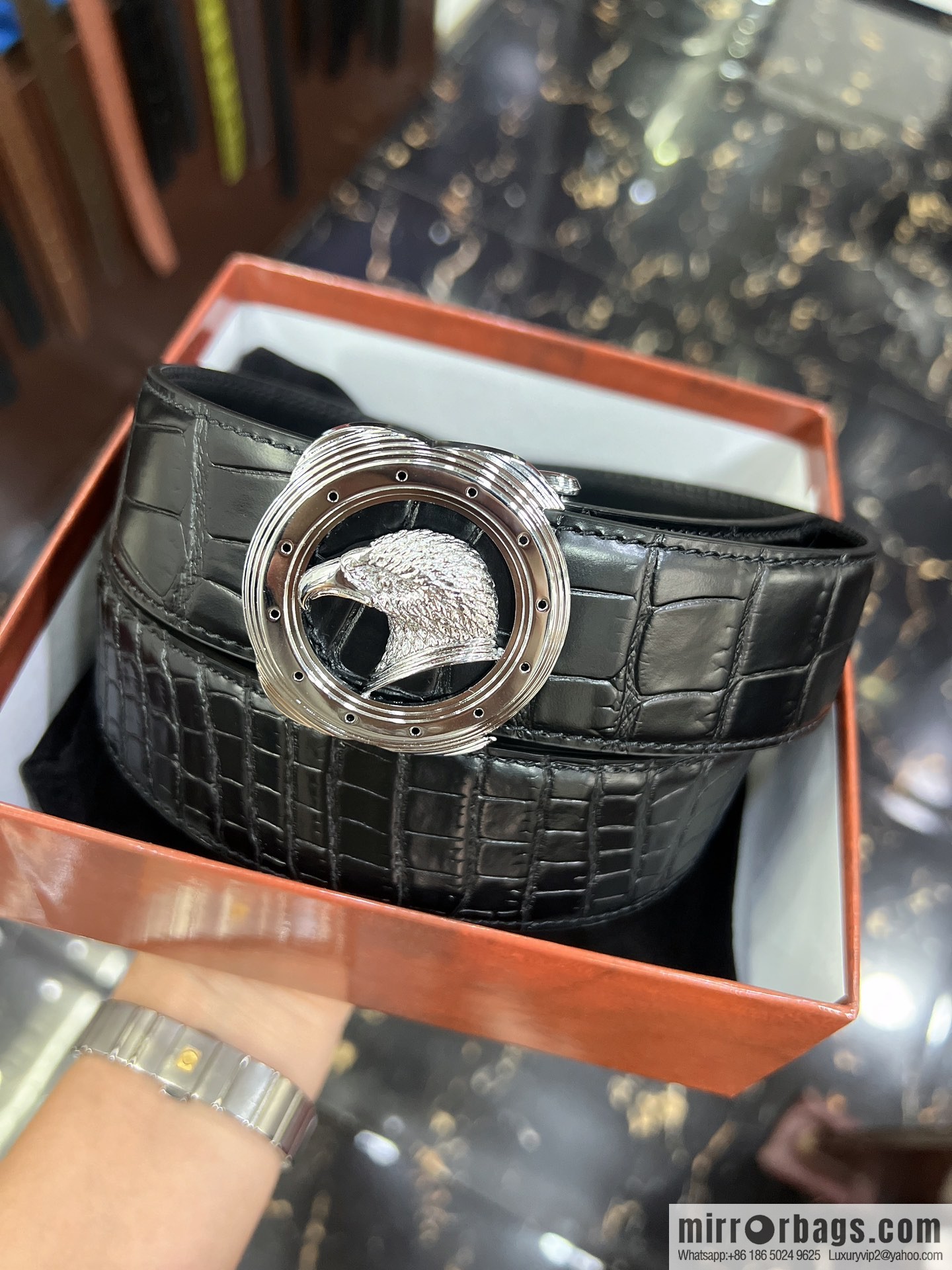 STEFANO RICCI STEFANO LAWNICH Classic Steel Eagle 🦅 Logo Wear Metal Buckle Men's 3.8cm Belt