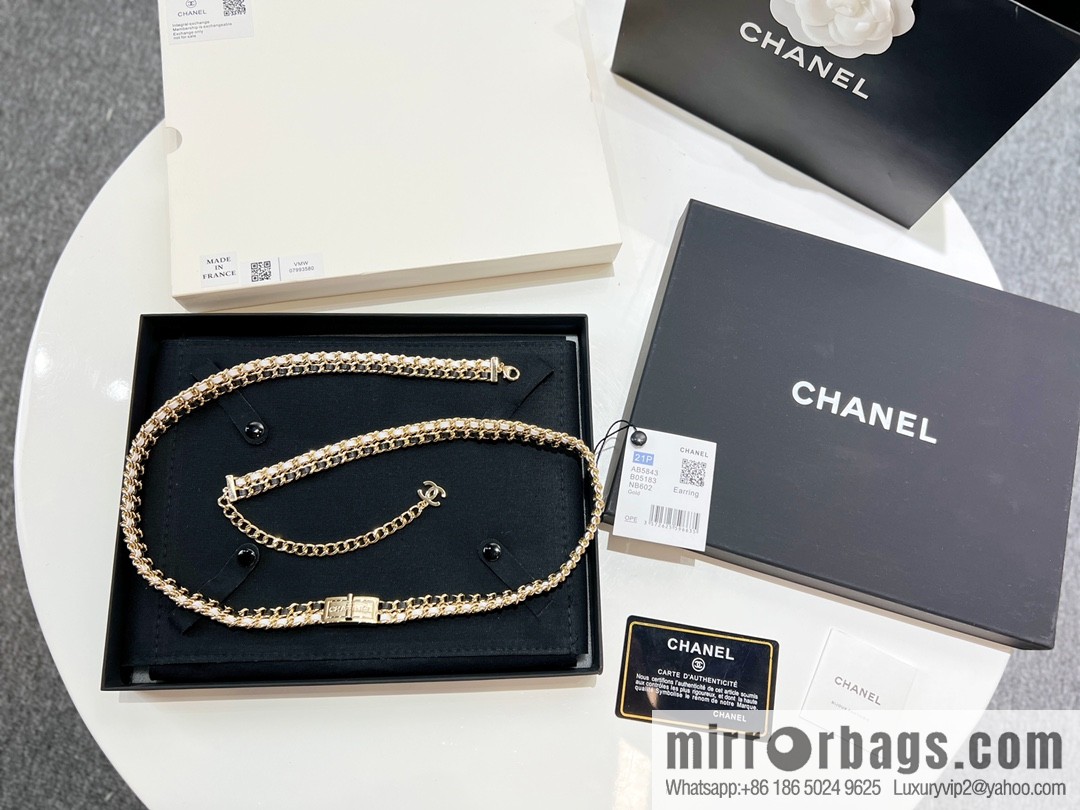 New ☑️ Chanel double c black leather rope lock belt belt chain