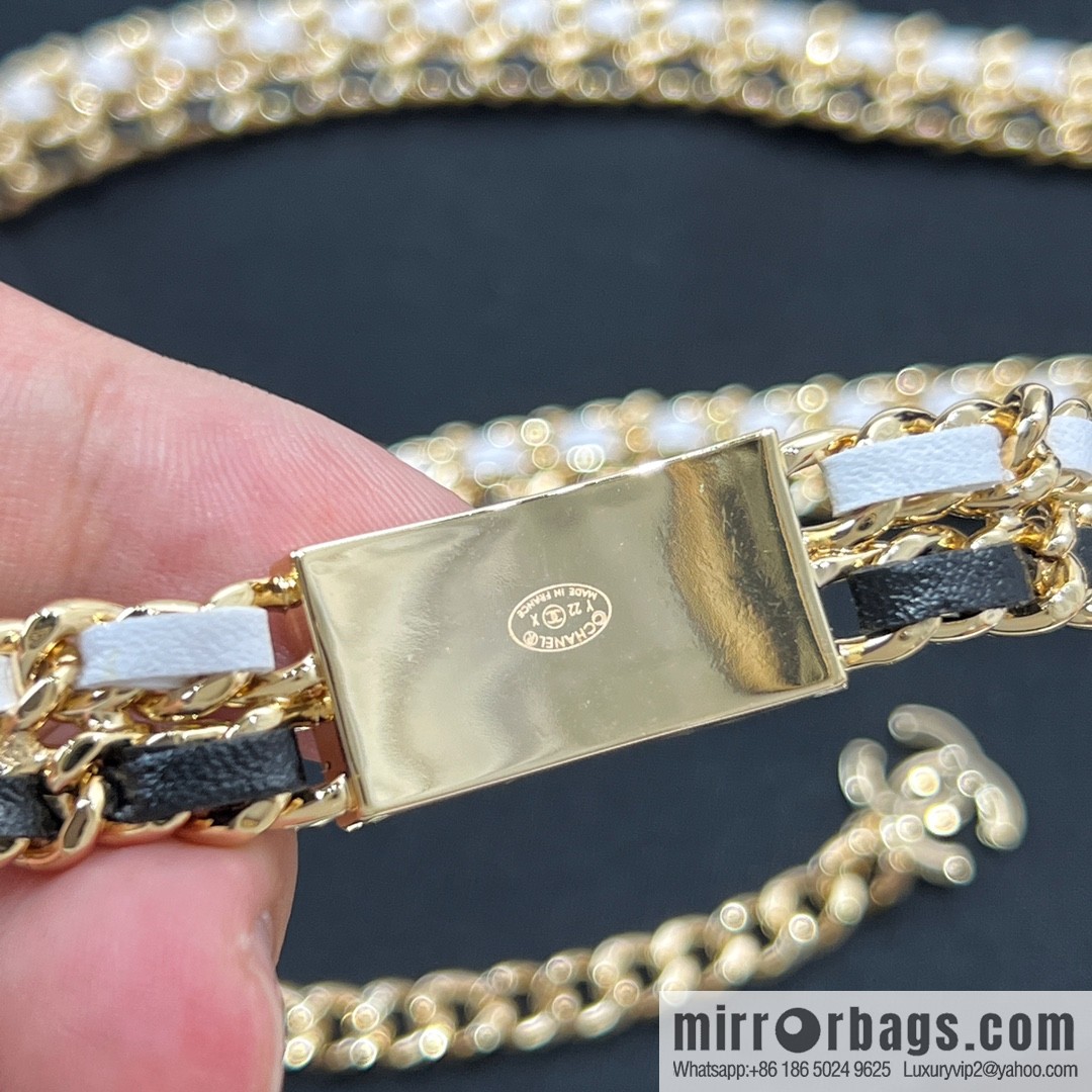 New ☑️ Chanel double c black leather rope lock belt belt chain