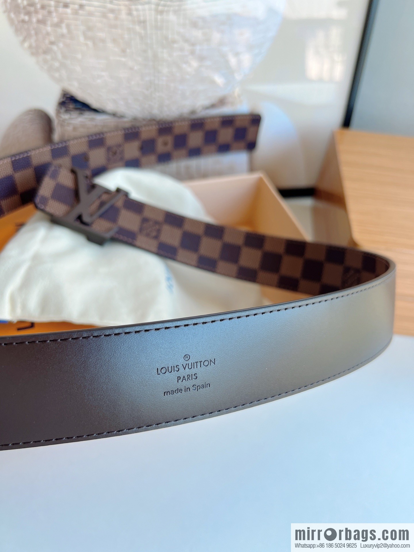 LV/Louis Vuitton Monogram Canvas. Damier Canvas Men's Belt