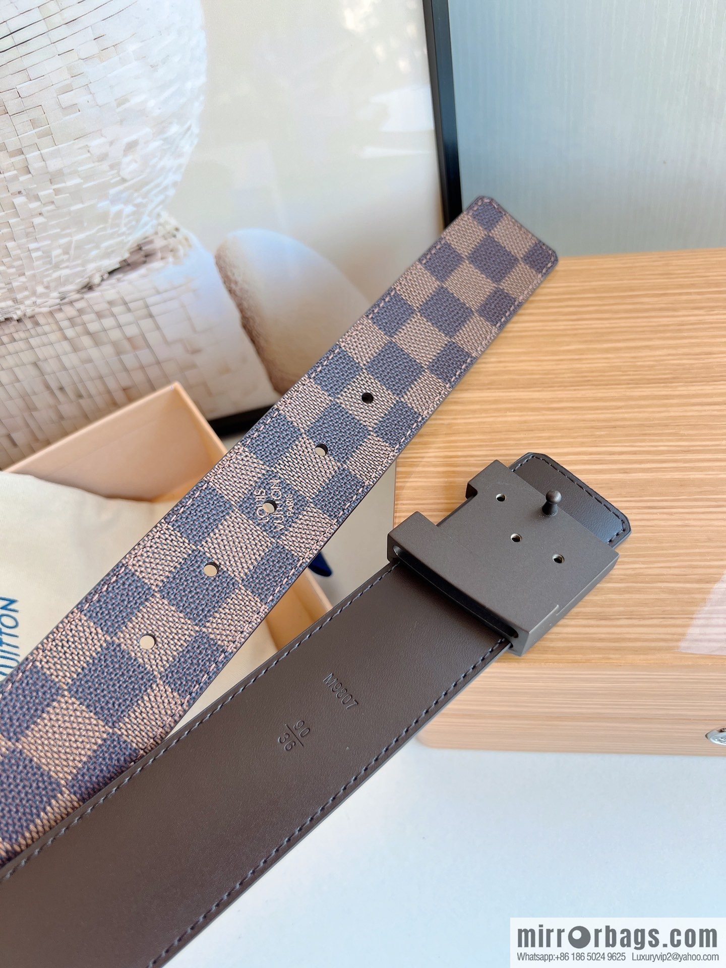 LV/Louis Vuitton Monogram Canvas. Damier Canvas Men's Belt