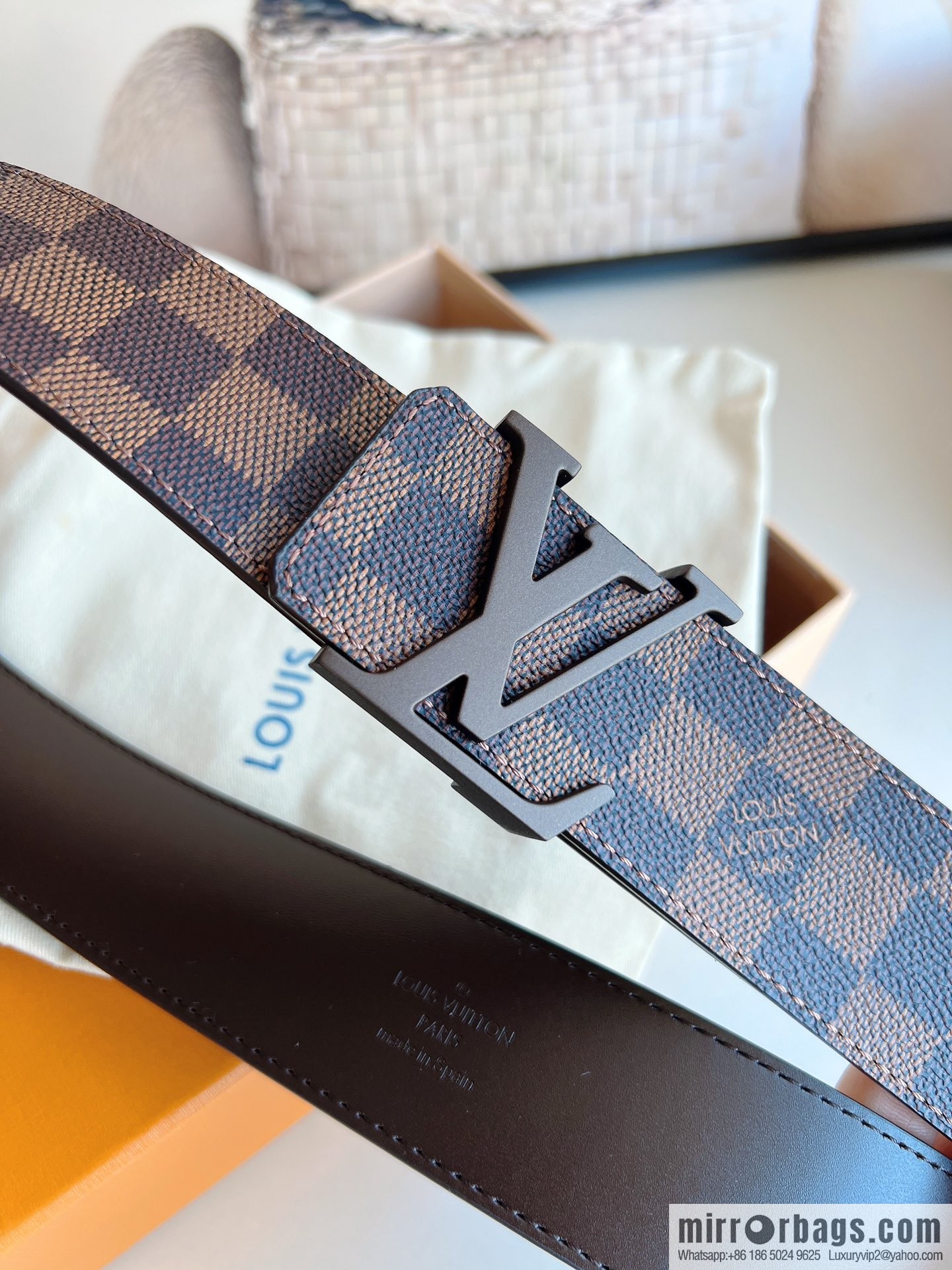 LV/Louis Vuitton Monogram Canvas. Damier Canvas Men's Belt