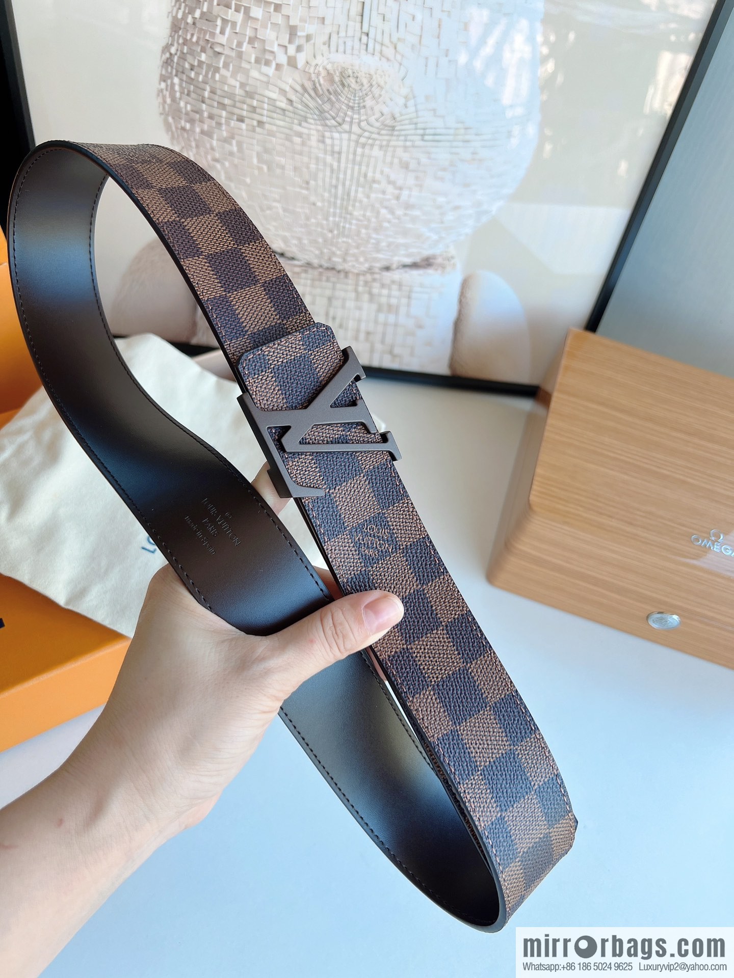 LV/Louis Vuitton Monogram Canvas. Damier Canvas Men's Belt