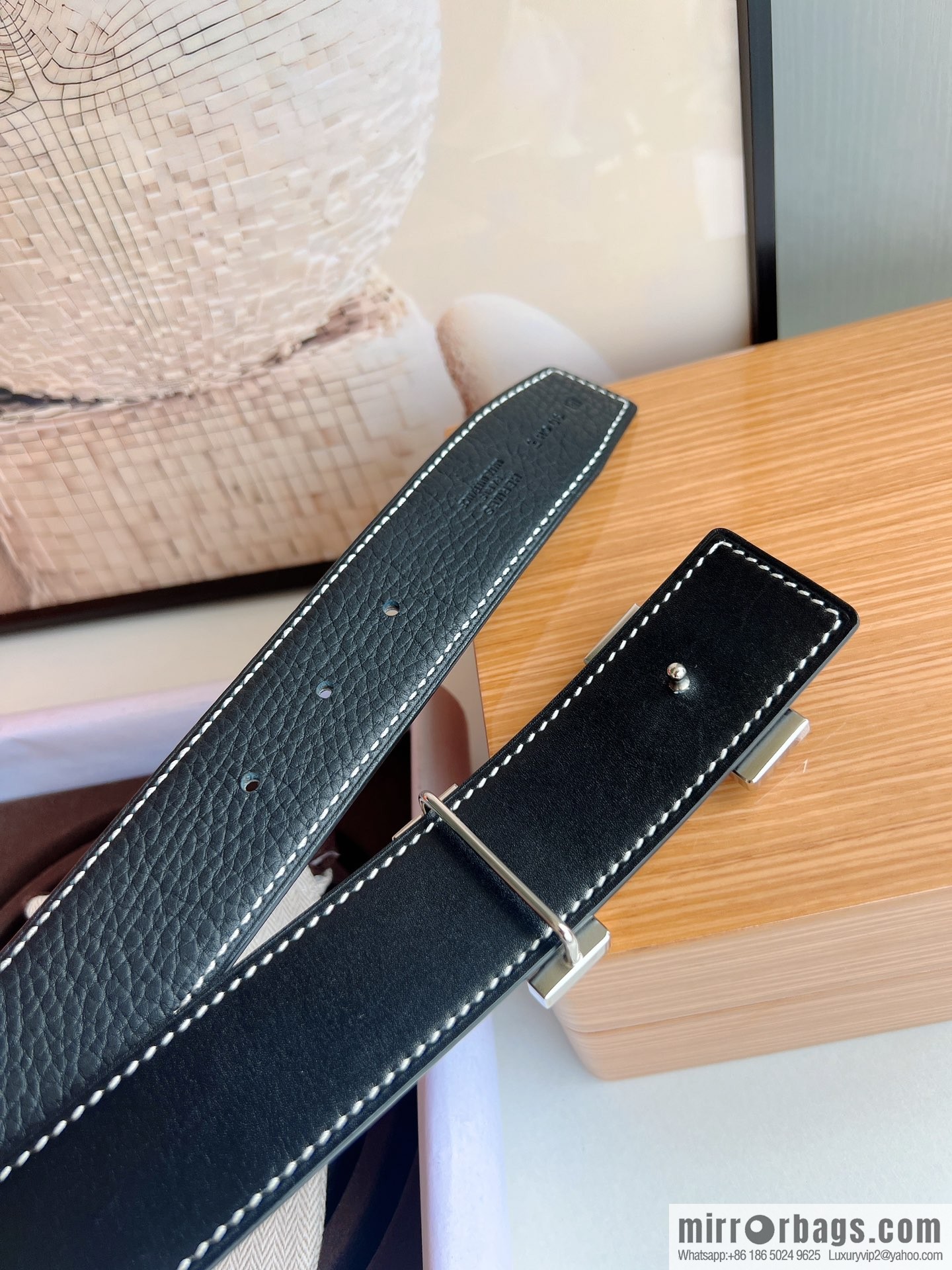 Hermes Hermes, imported selected high-quality leather stainless steel four-corner glossy metal buckle 3.8cm belt