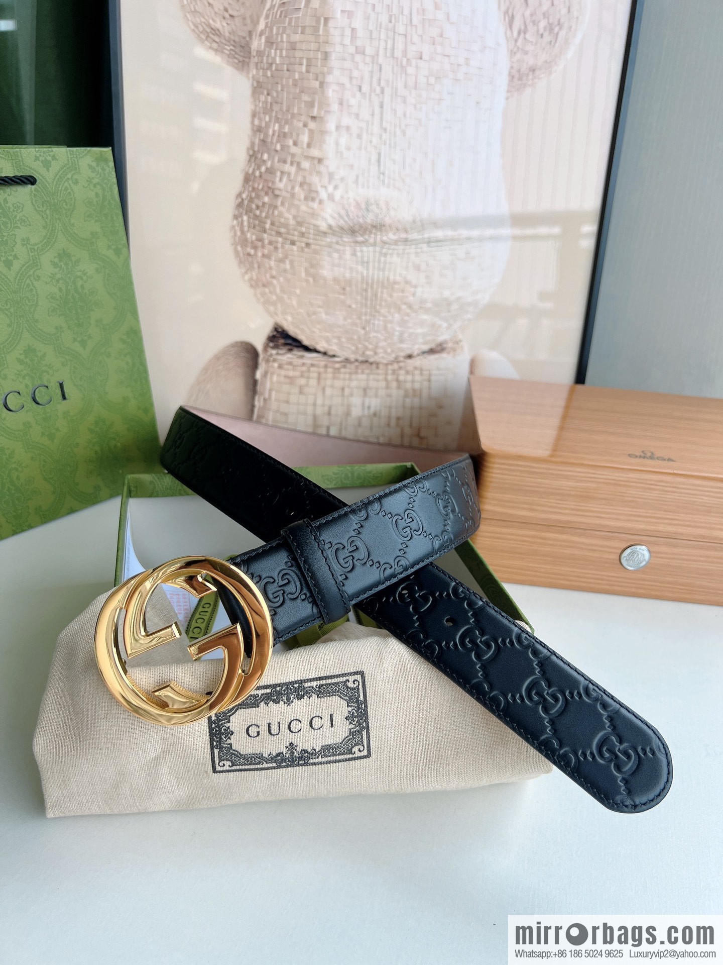 Gucci Gucci, Double G Buckle Thickness Pair Mould Opening Men's Business Casual Belt