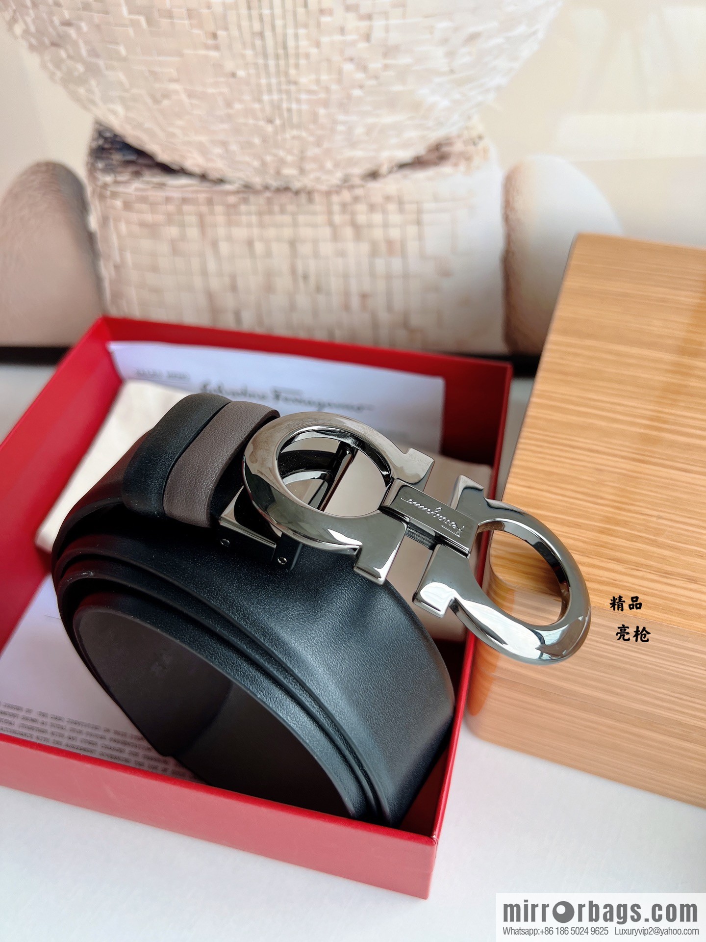 Ferragamo Men's 3.5cm Boutique Metal Buckle Cowhide Belt