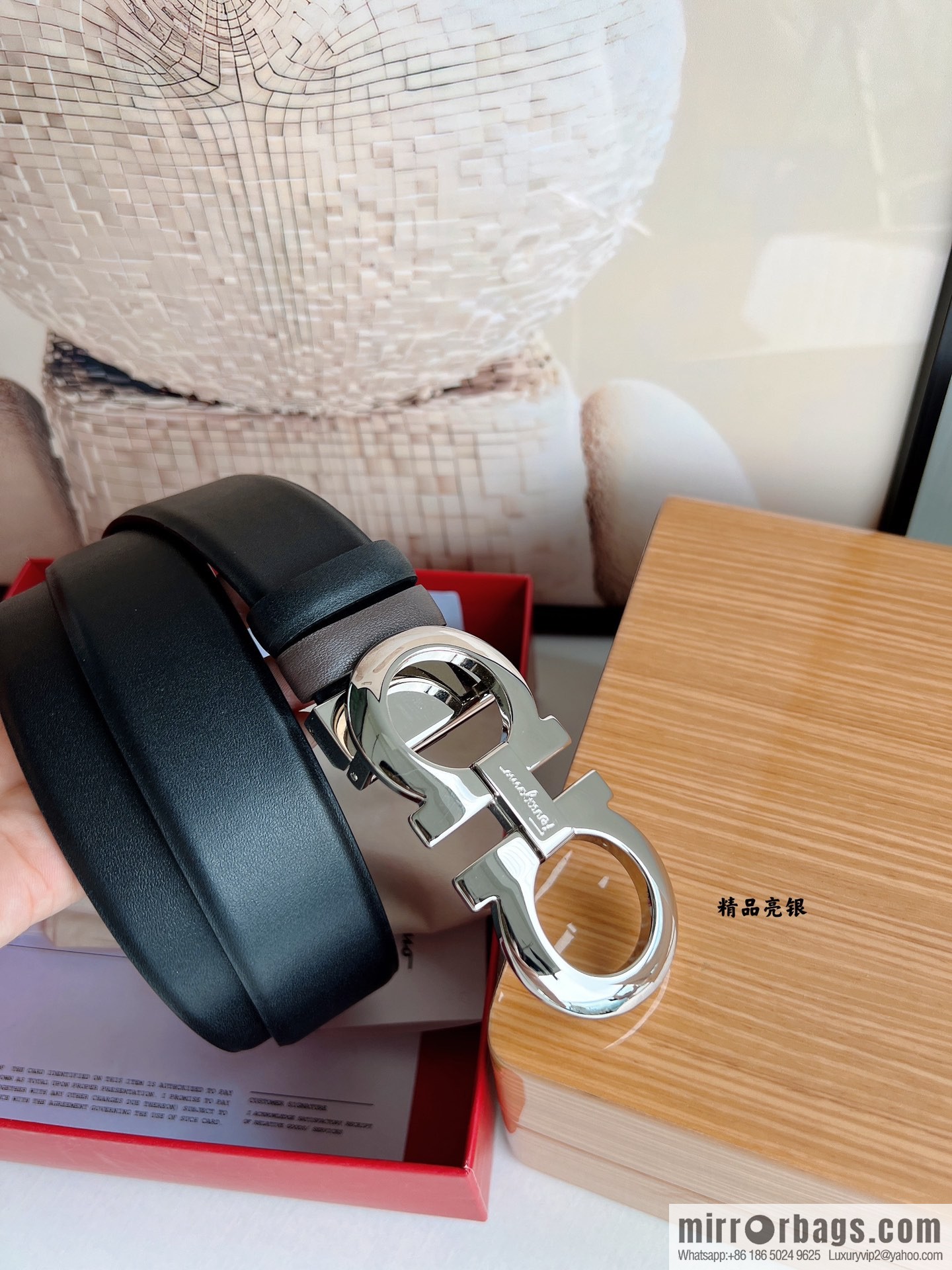 Ferragamo Men's 3.5cm Boutique Metal Buckle Cowhide Belt