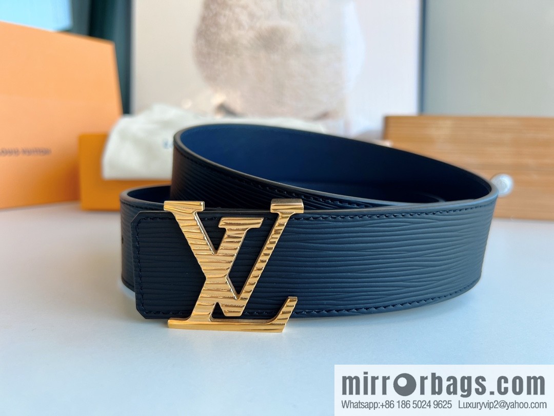LV/Louis Vuitton, original quality LV Initiales. 40mm black water ripple belt
