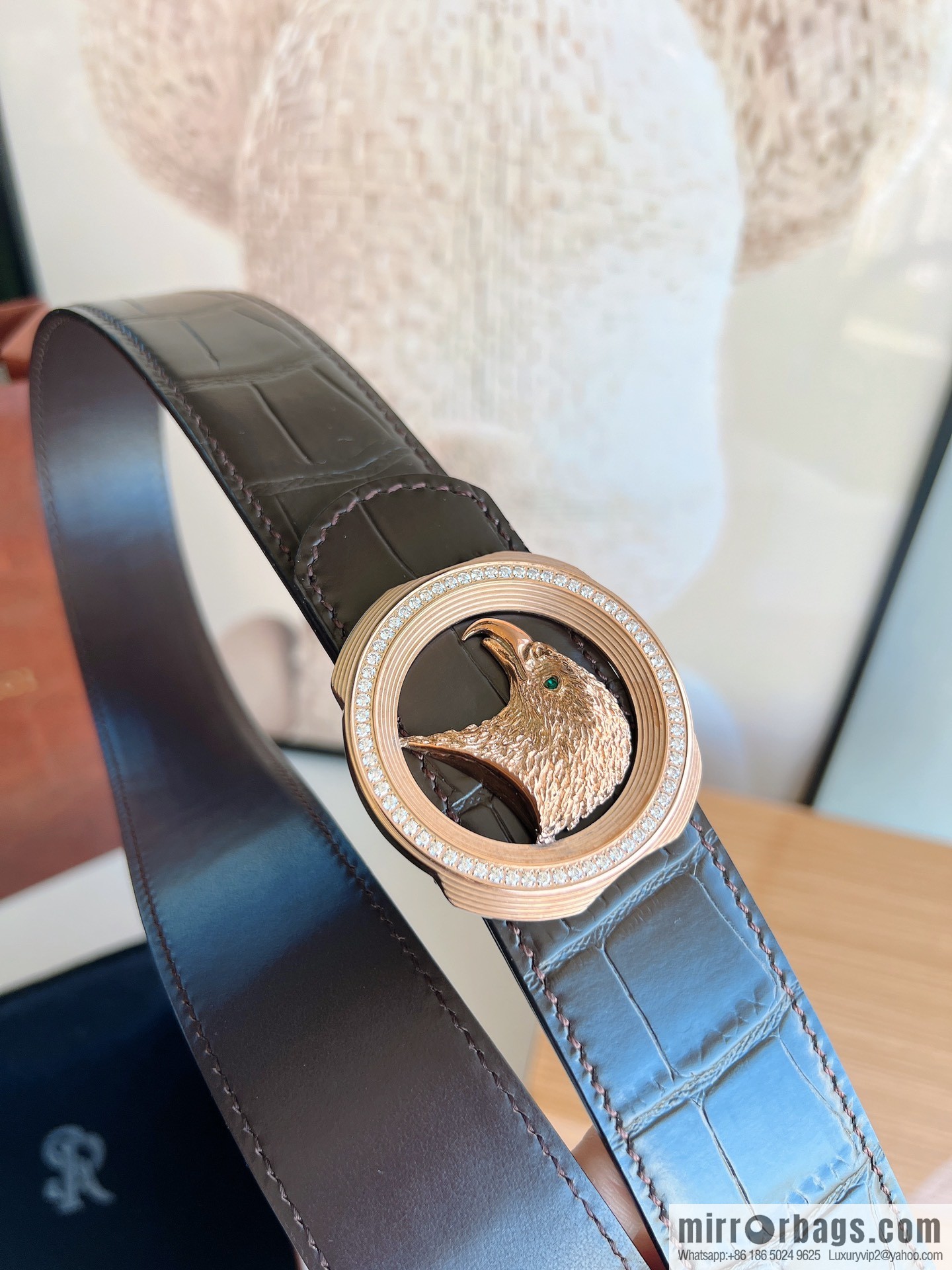 STEFANO RICCI Stephen Raunich's new stainless steel eagle head with diamond metal buckle 3.8cm belt