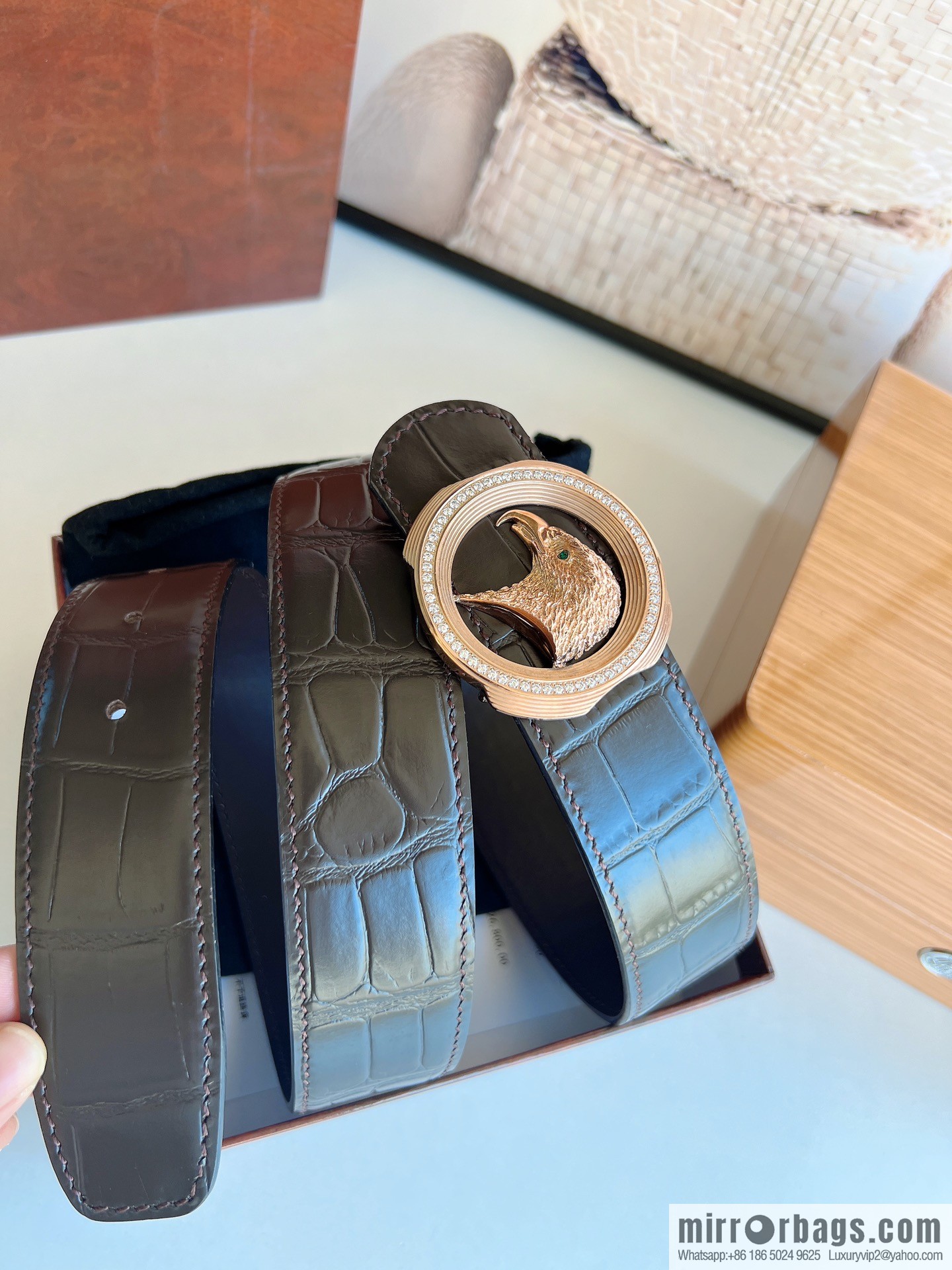 STEFANO RICCI Stephen Raunich's new stainless steel eagle head with diamond metal buckle 3.8cm belt
