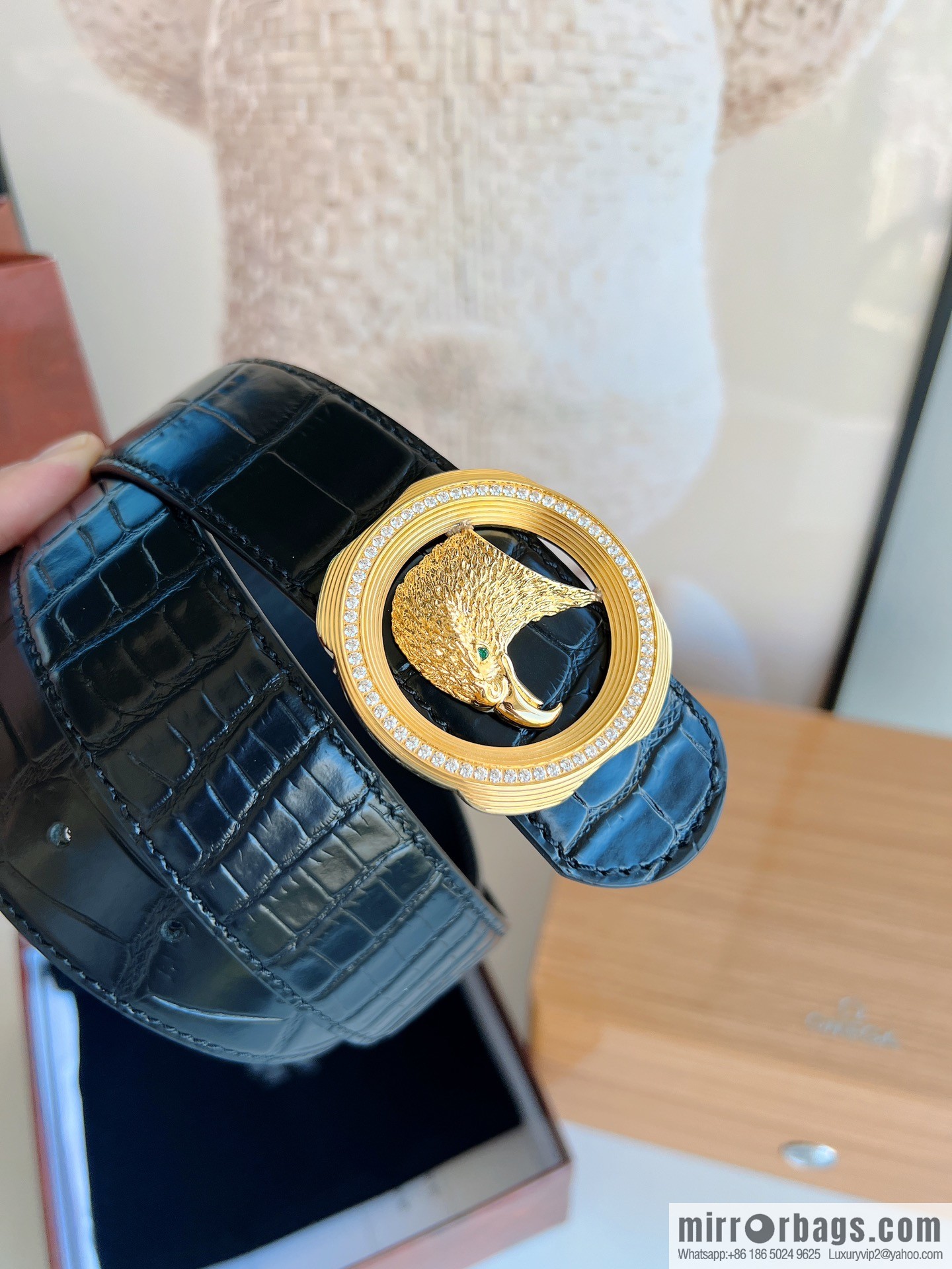 STEFANO RICCI Stephen Raunich's new stainless steel eagle head with diamond metal buckle 3.8cm belt
