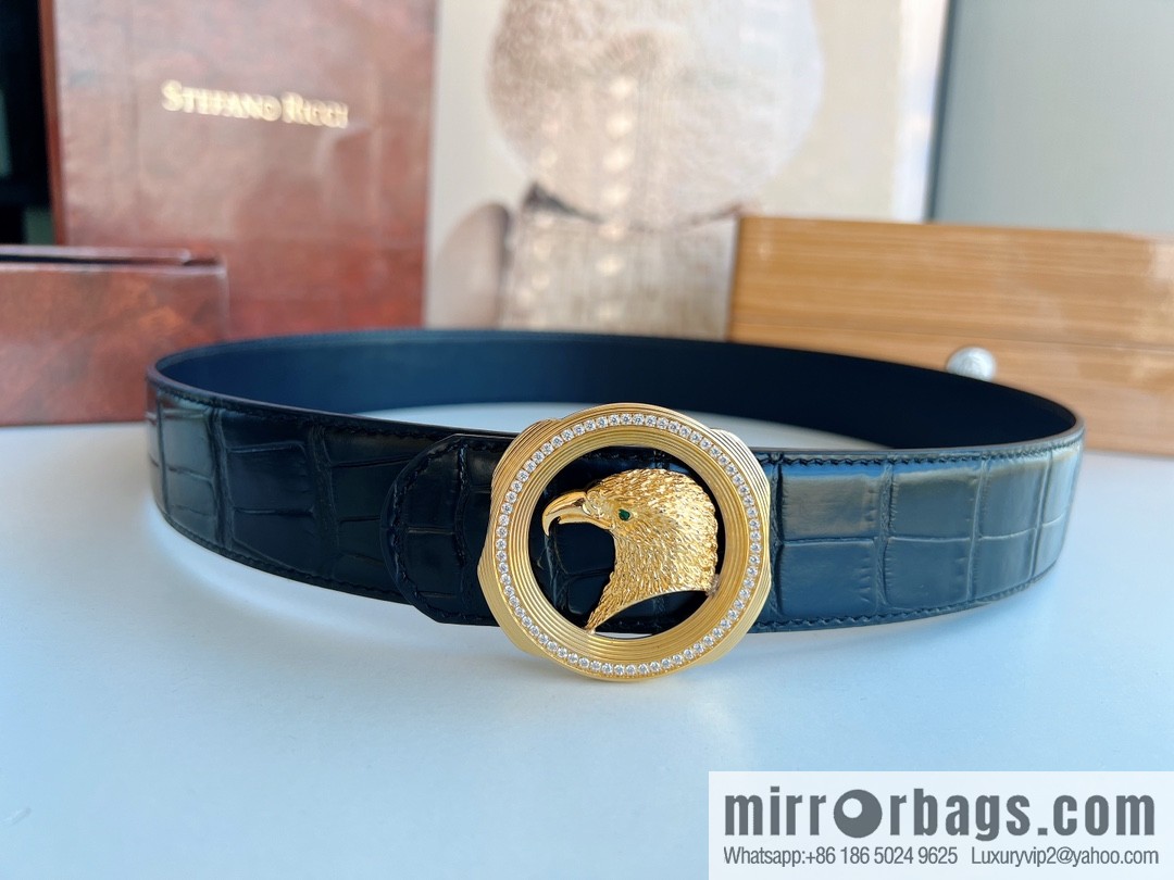 STEFANO RICCI Stephen Raunich's new stainless steel eagle head with diamond metal buckle 3.8cm belt