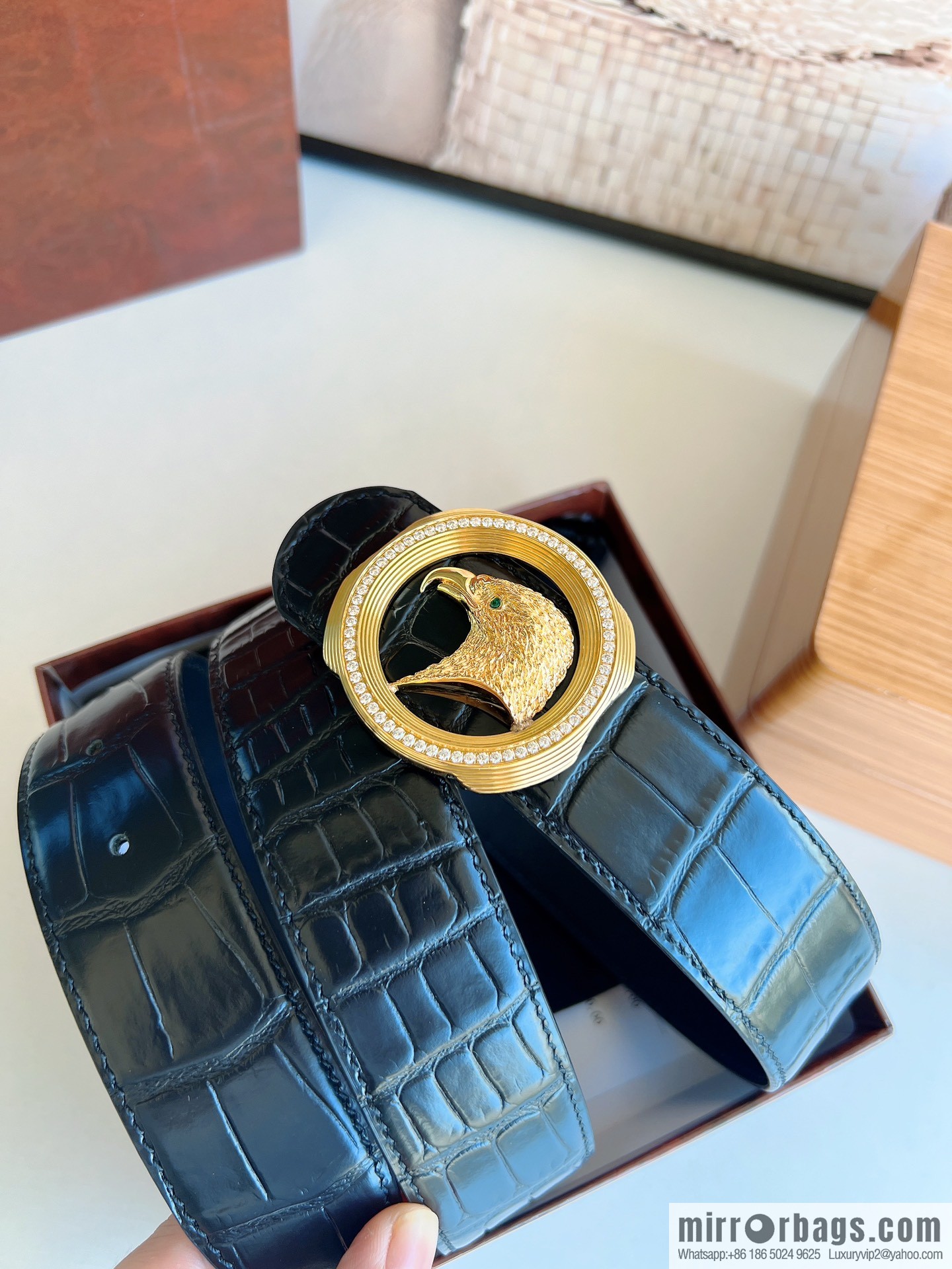 STEFANO RICCI Stephen Raunich's new stainless steel eagle head with diamond metal buckle 3.8cm belt