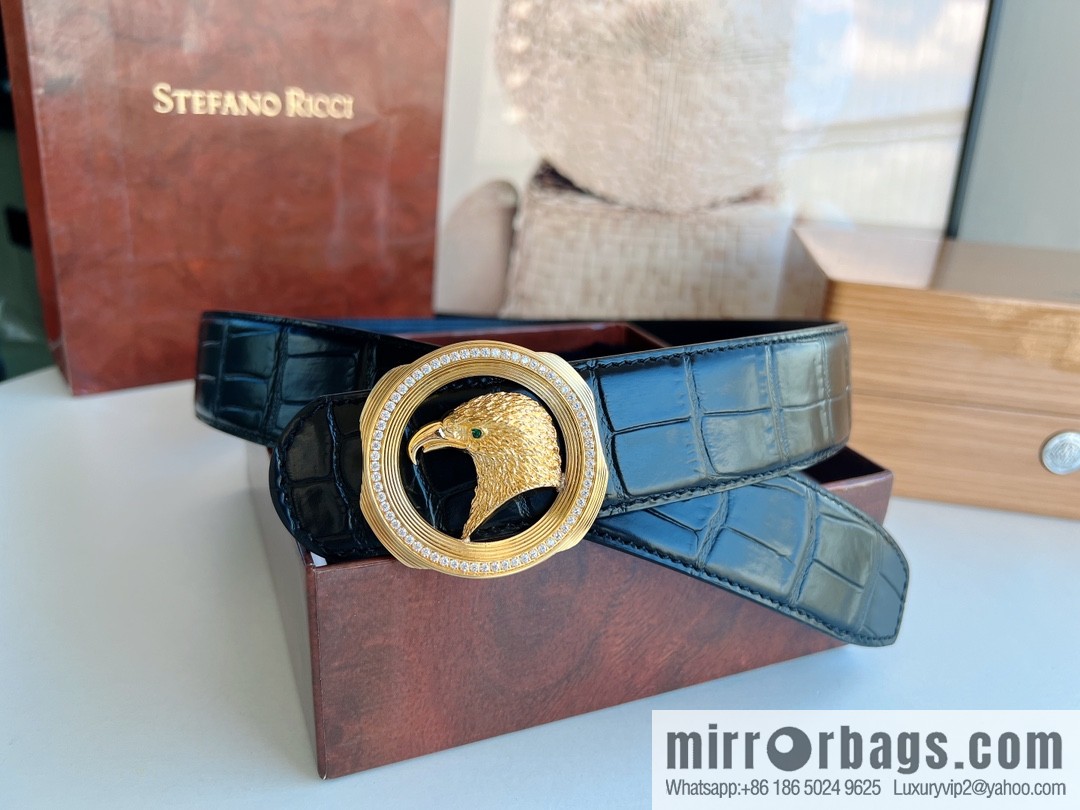 STEFANO RICCI Stephen Raunich's new stainless steel eagle head with diamond metal buckle 3.8cm belt