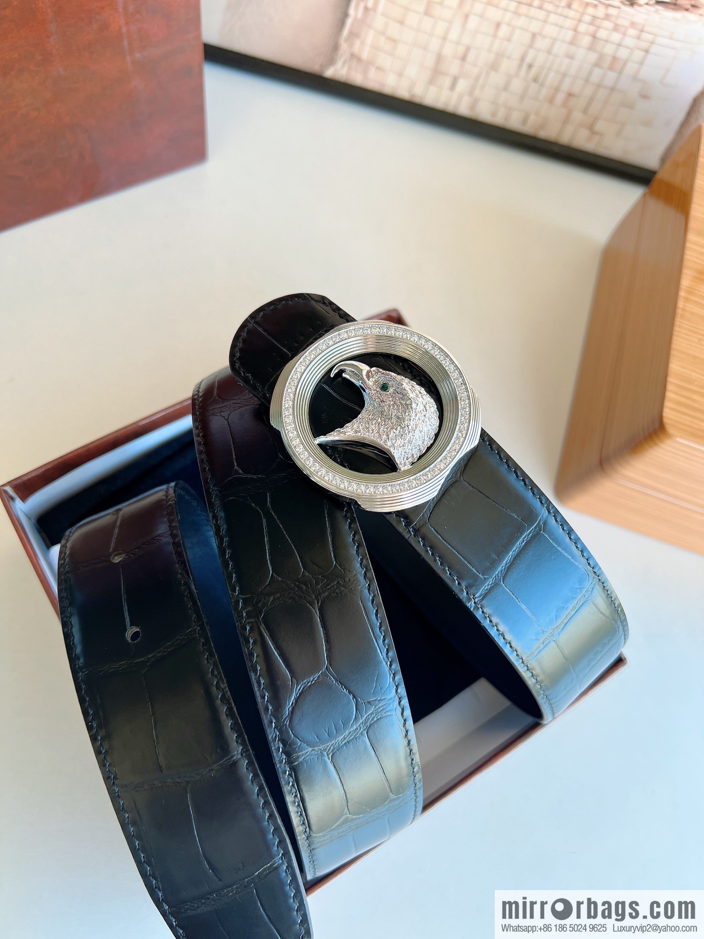 STEFANO RICCI Stephen Raunich's new stainless steel eagle head with diamond metal buckle 3.8cm belt