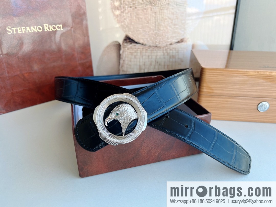 STEFANO RICCI Stephen Raunich's new stainless steel eagle head with diamond metal buckle 3.8cm belt