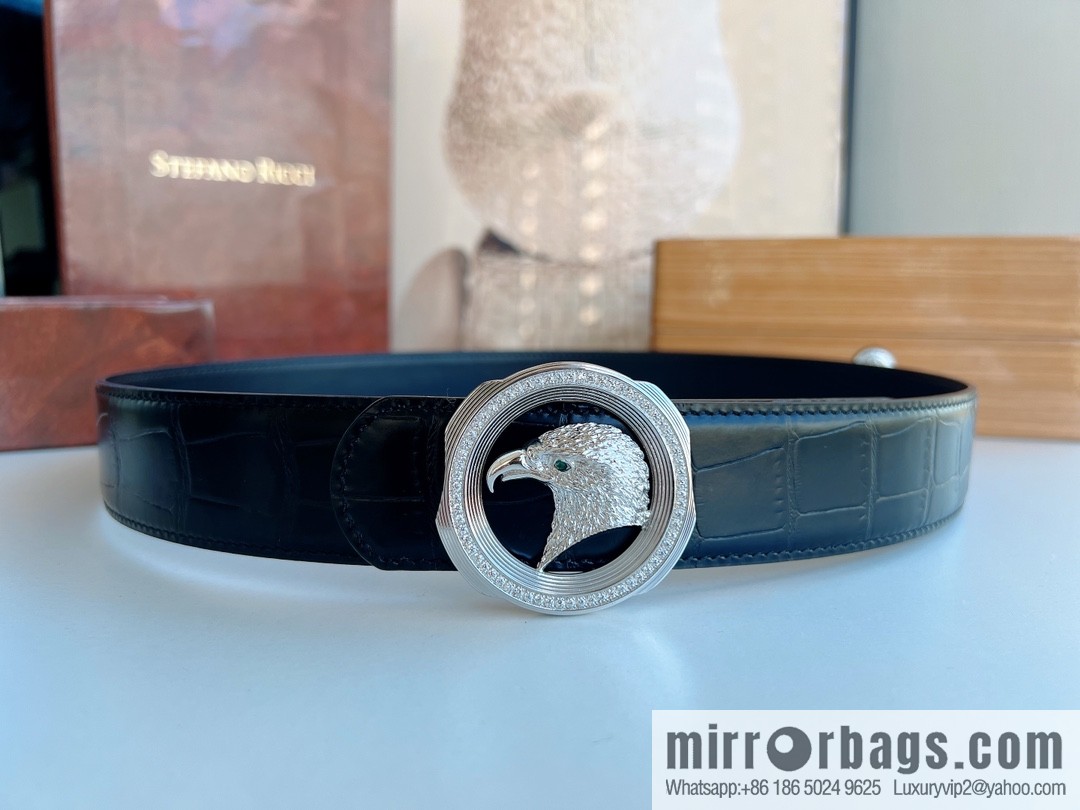 STEFANO RICCI Stephen Raunich's new stainless steel eagle head with diamond metal buckle 3.8cm belt