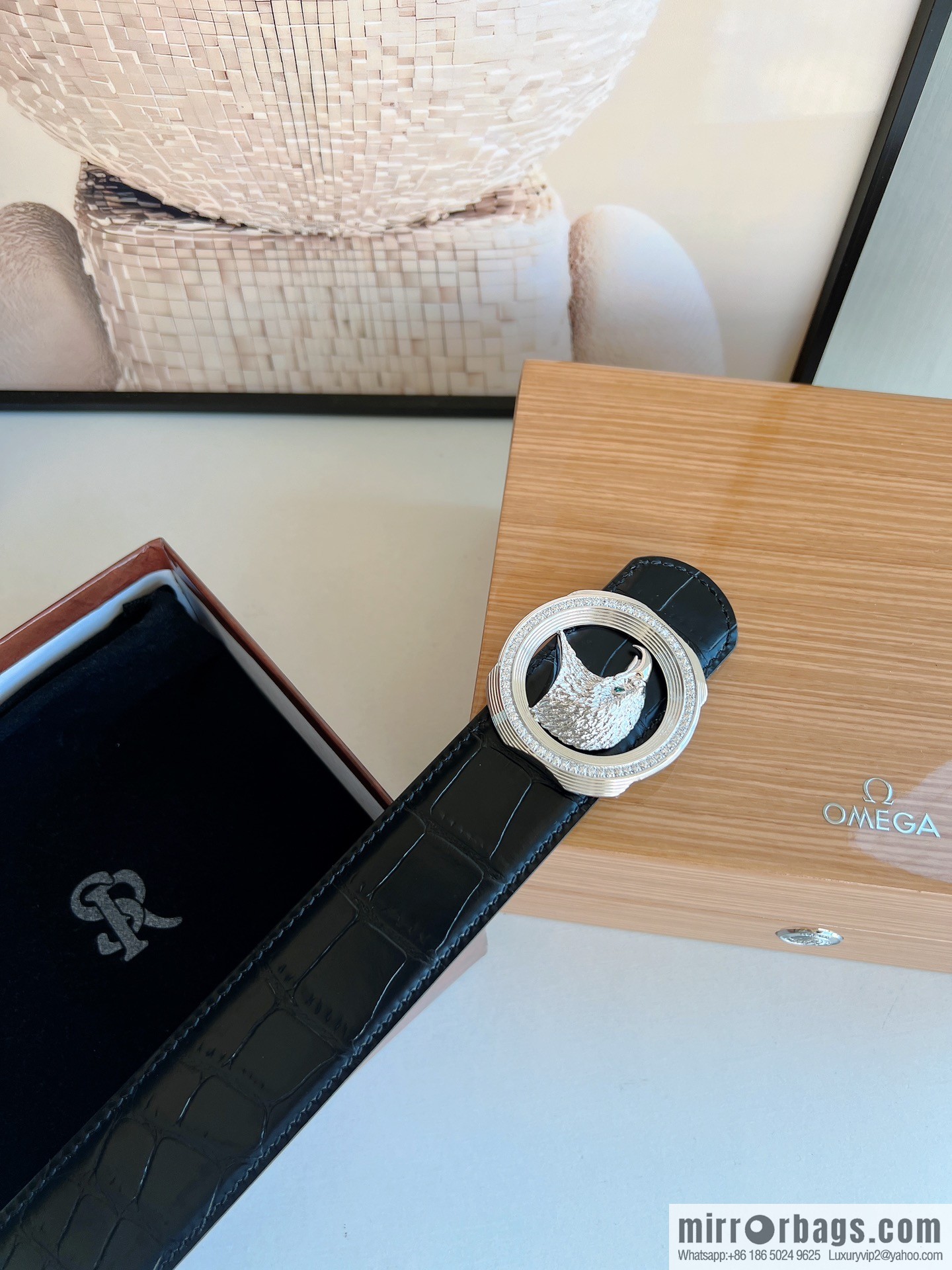 STEFANO RICCI Stephen Raunich's new stainless steel eagle head with diamond metal buckle 3.8cm belt